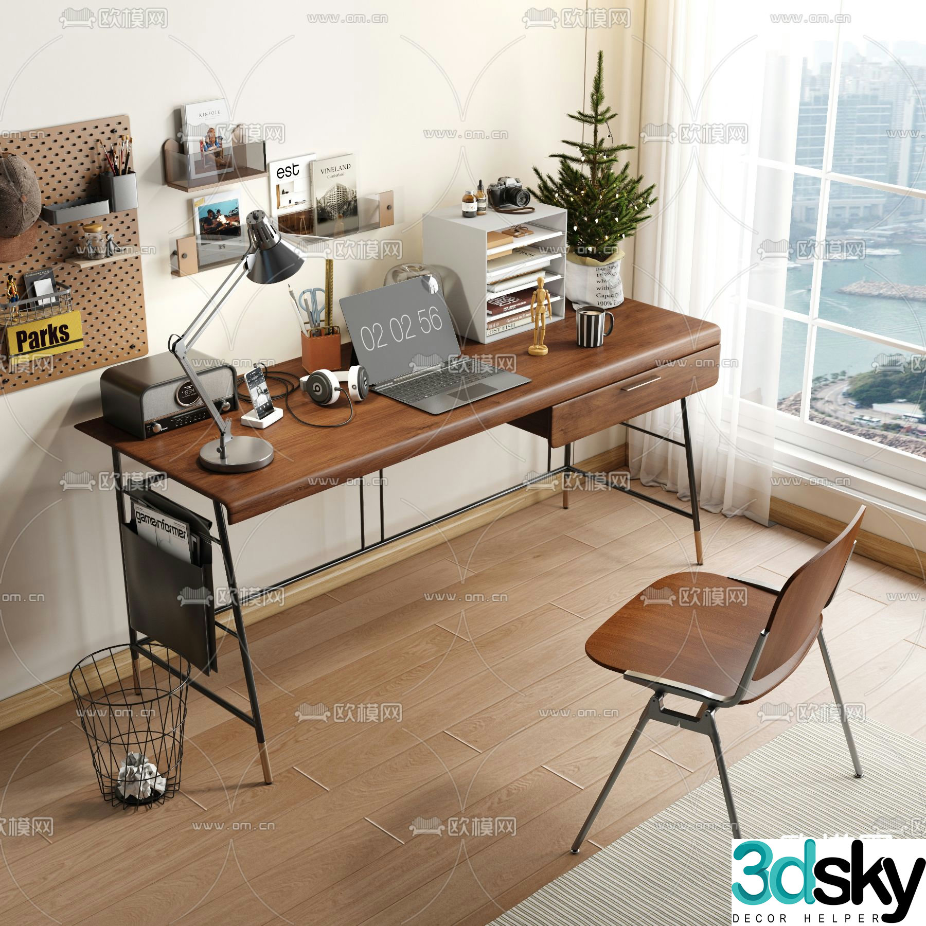 Medieval style desk and chair 3d model