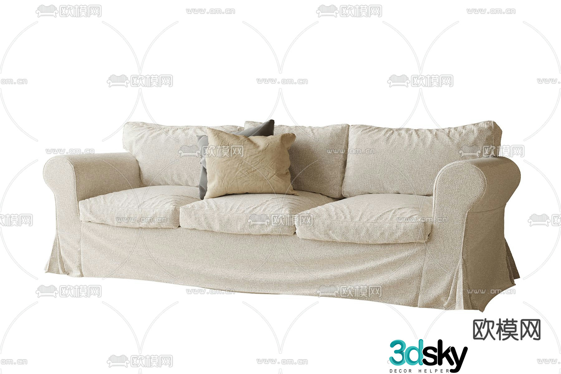 Multi-person sofa fabric sofa 3d model
