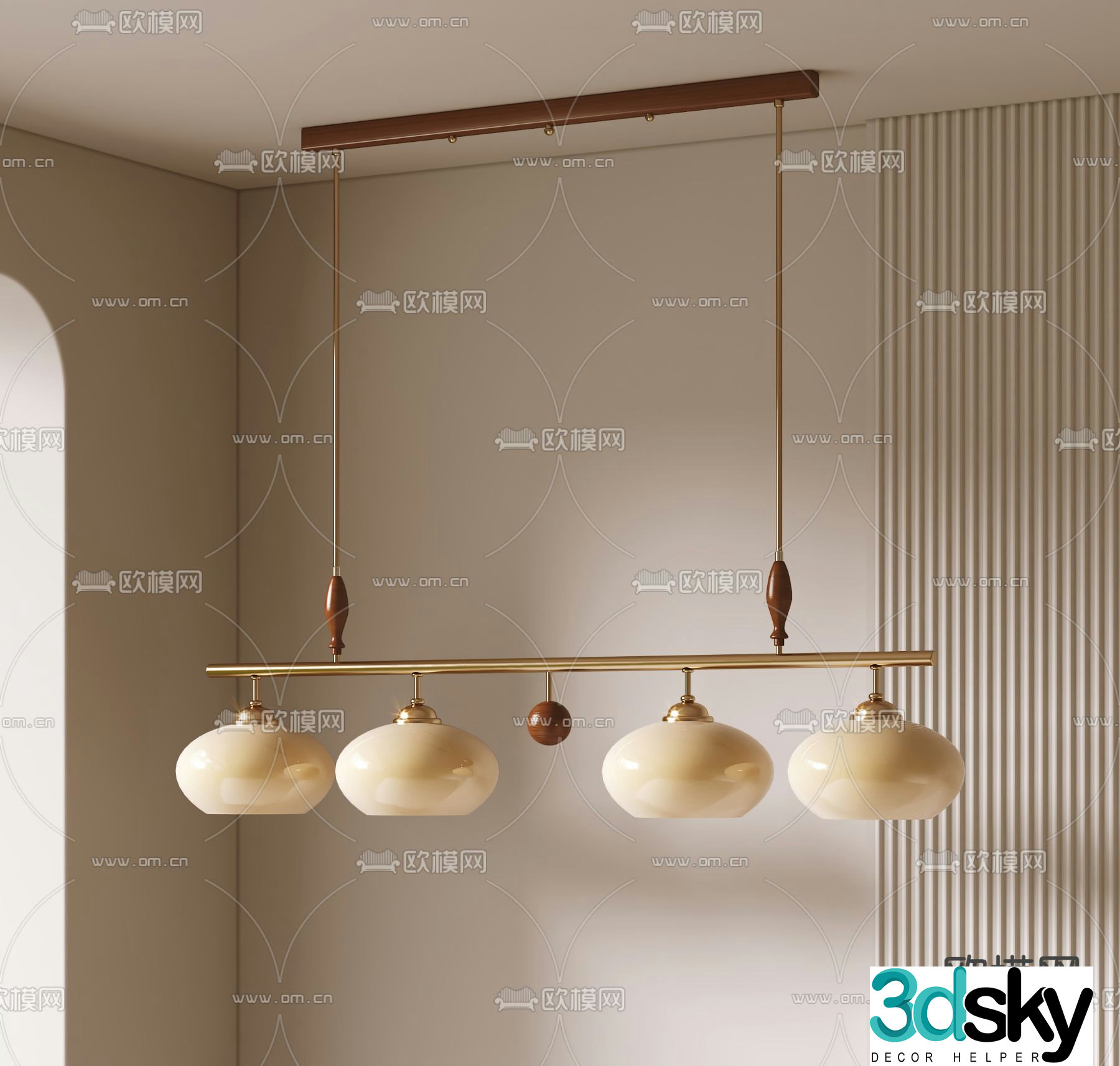 Wabi-sabi style chandelier 3d model