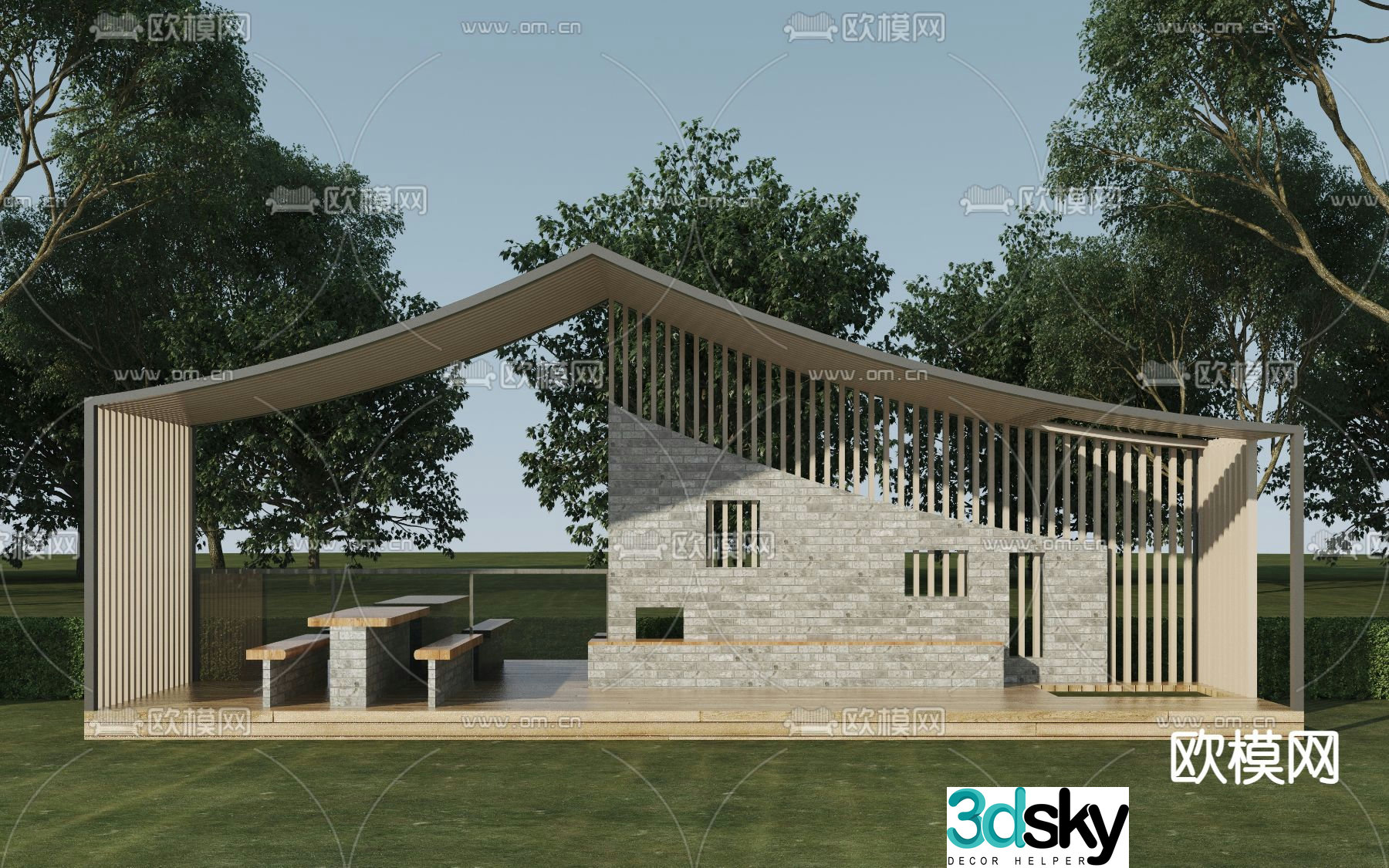 New Chinese style pavilion leisure pavilion 3D model