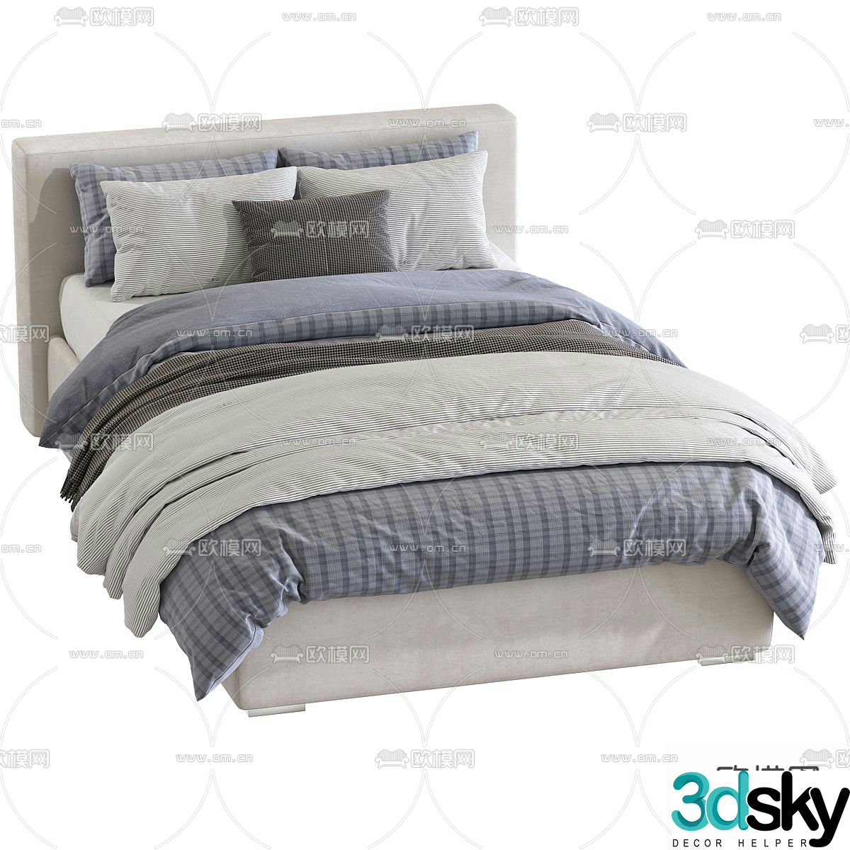 Modern double bed 3d model