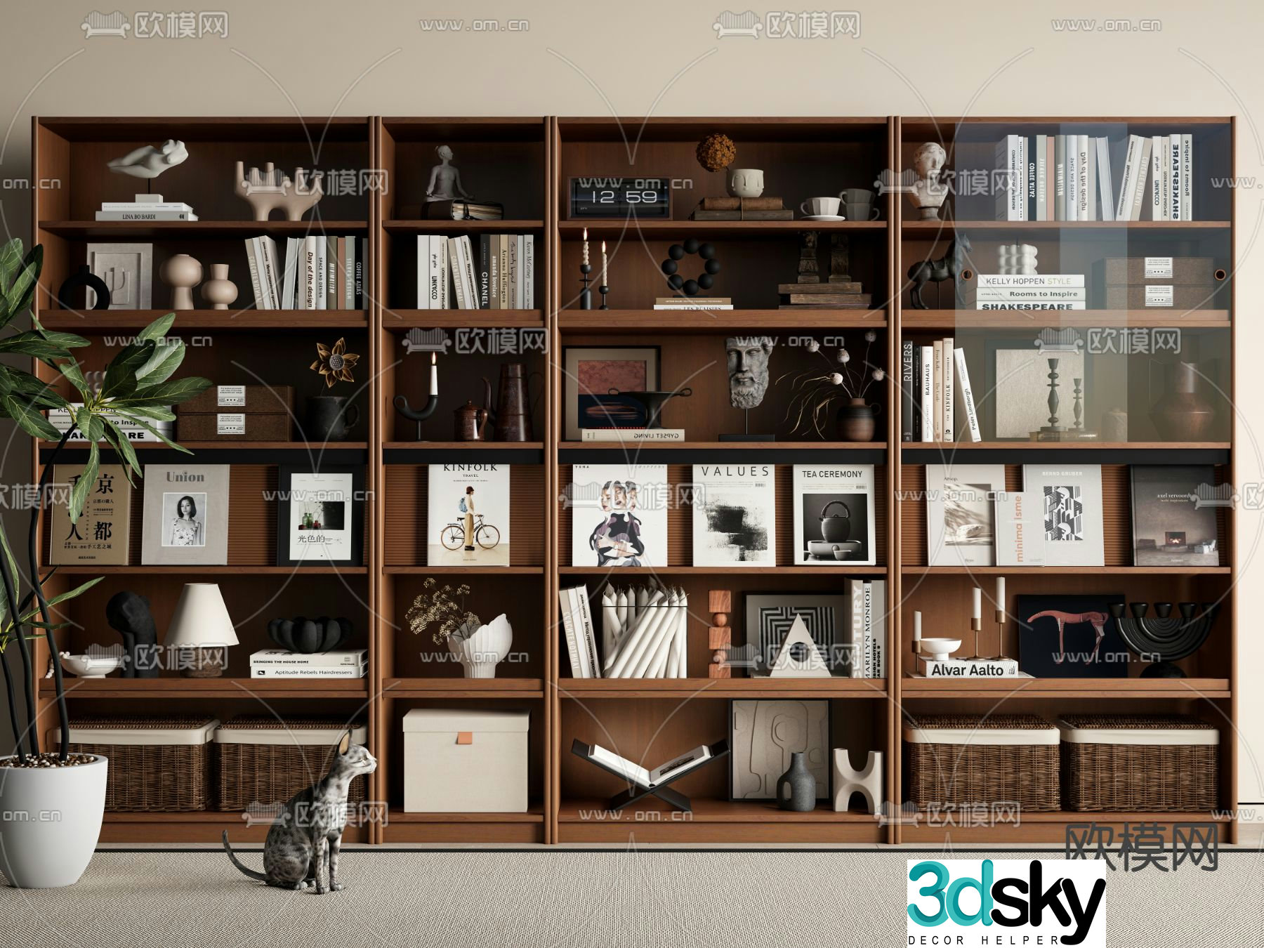 Bookcase display cabinet 3d model