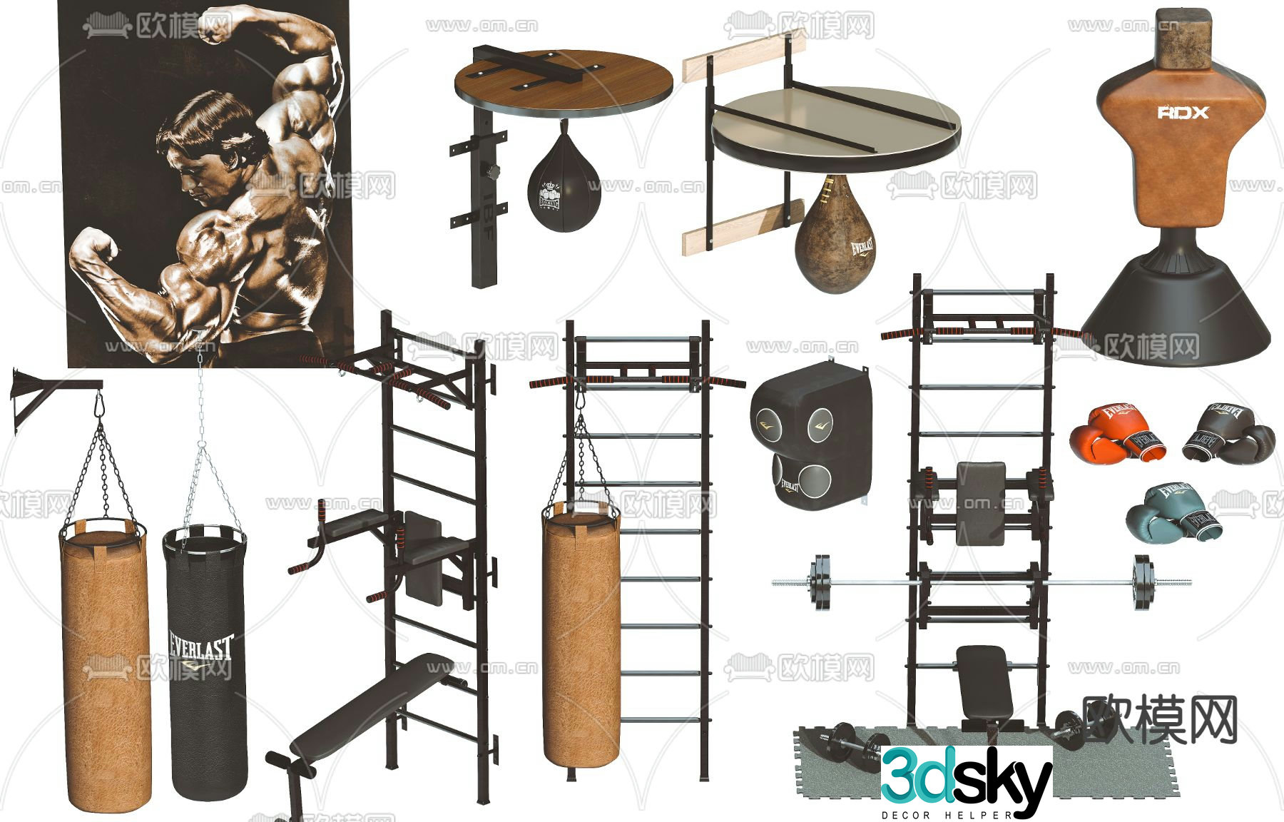 Modern fitness equipment 3d model