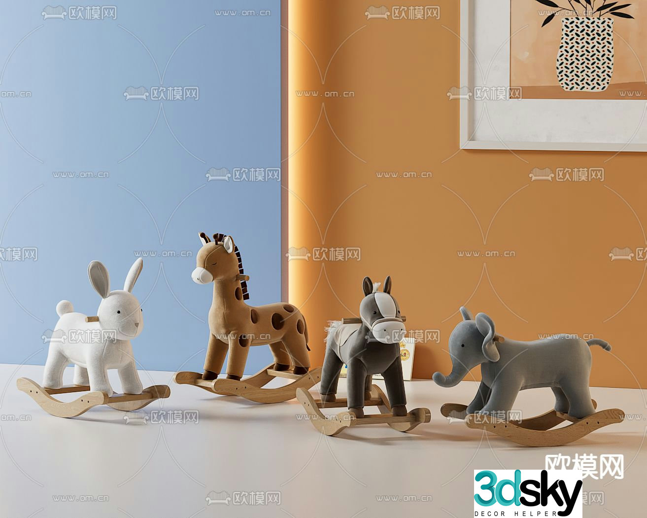 children toys animal rocking chair 3d model