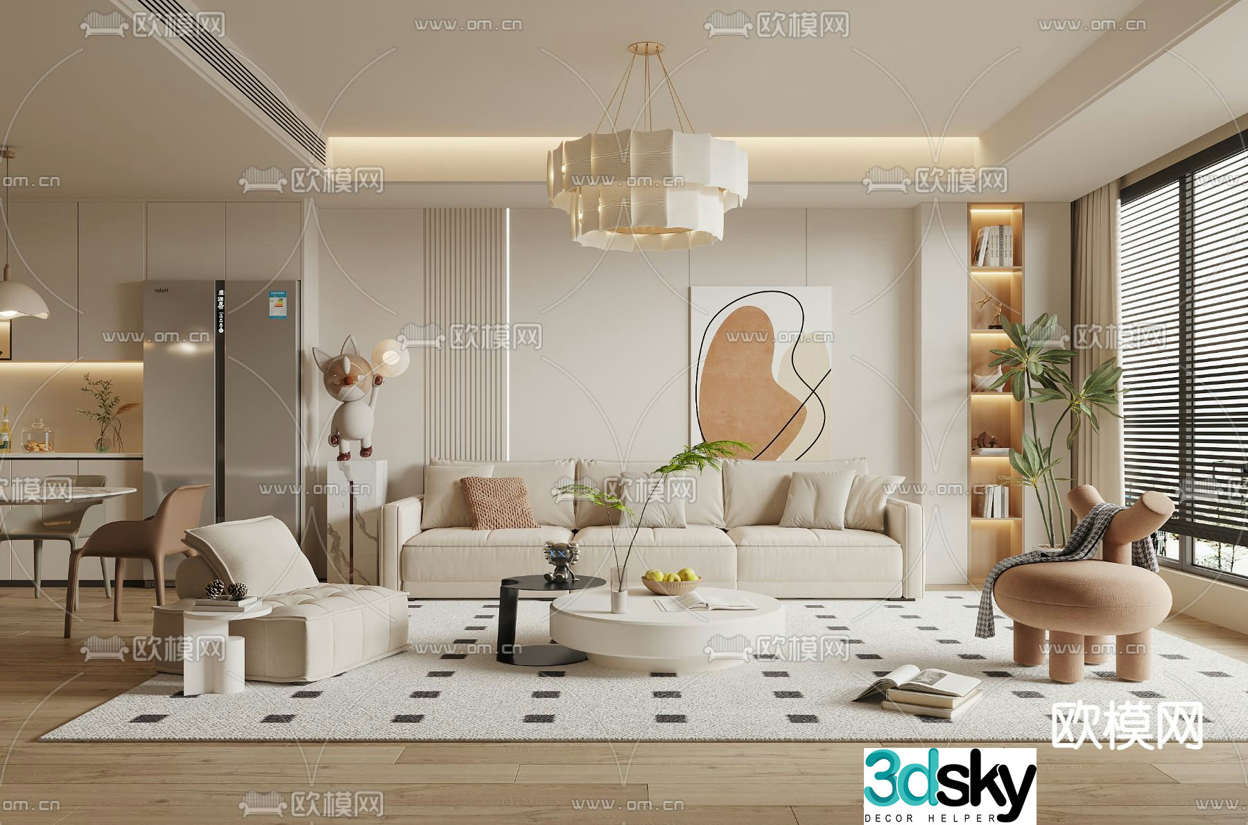 Creamy Style Restaurant 3D Model