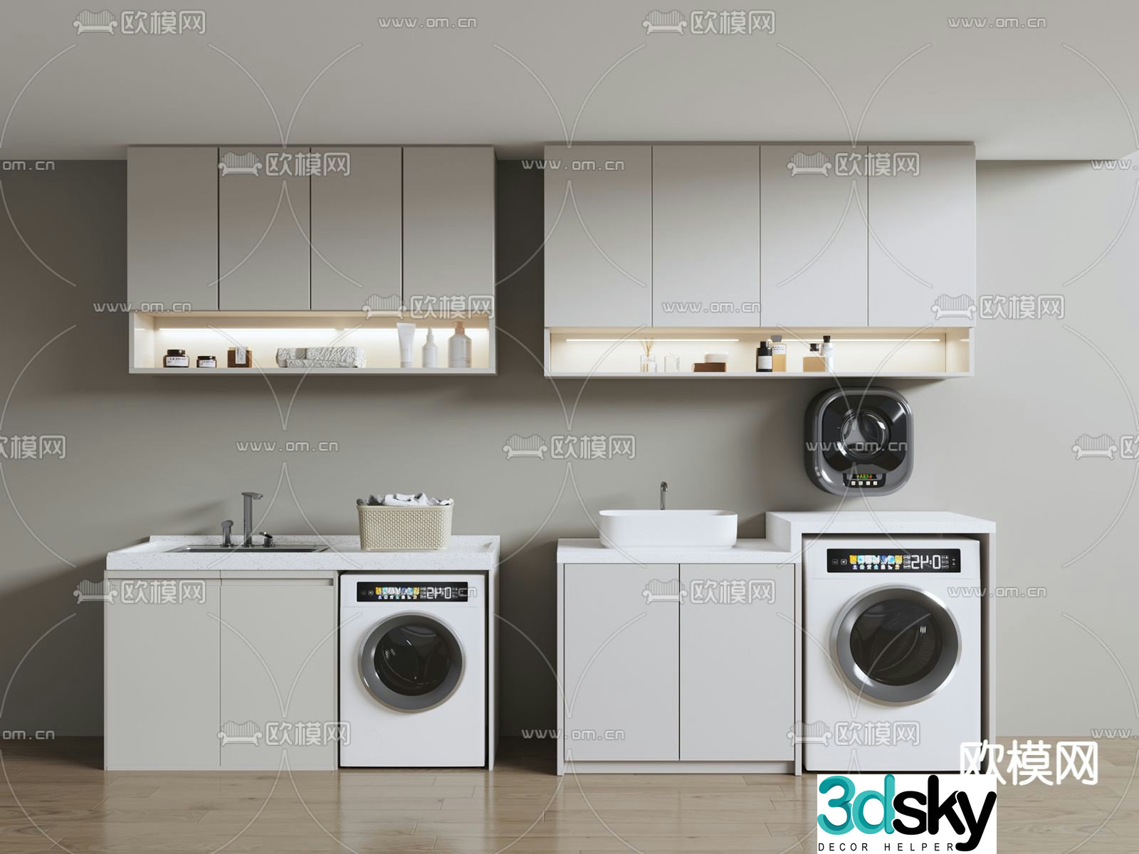 Balcony cabinet washing machine cabinet 3d model
