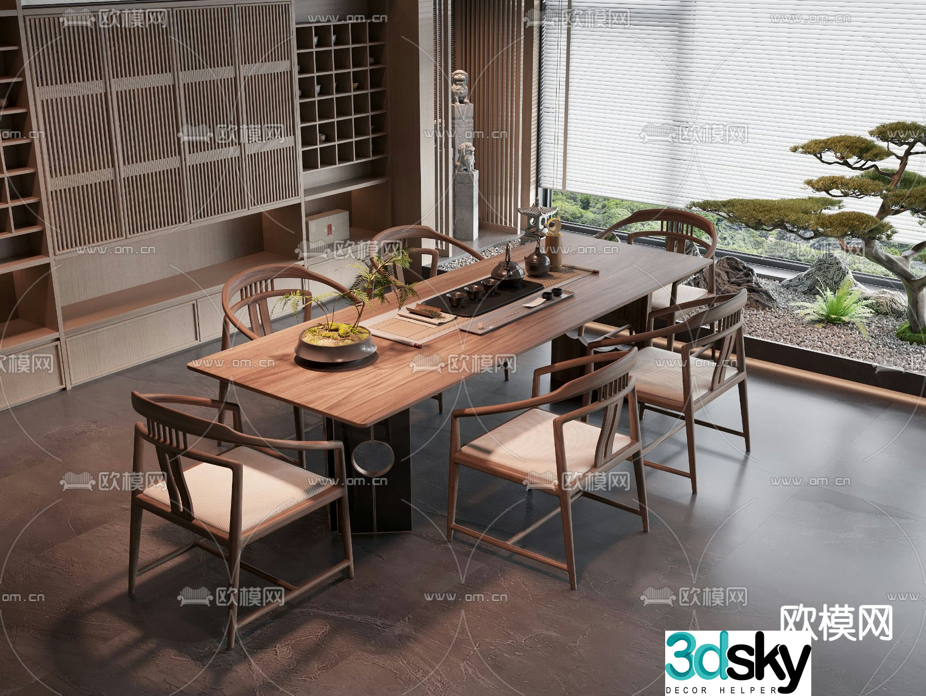 New Chinese style tea table tea table 3d model
