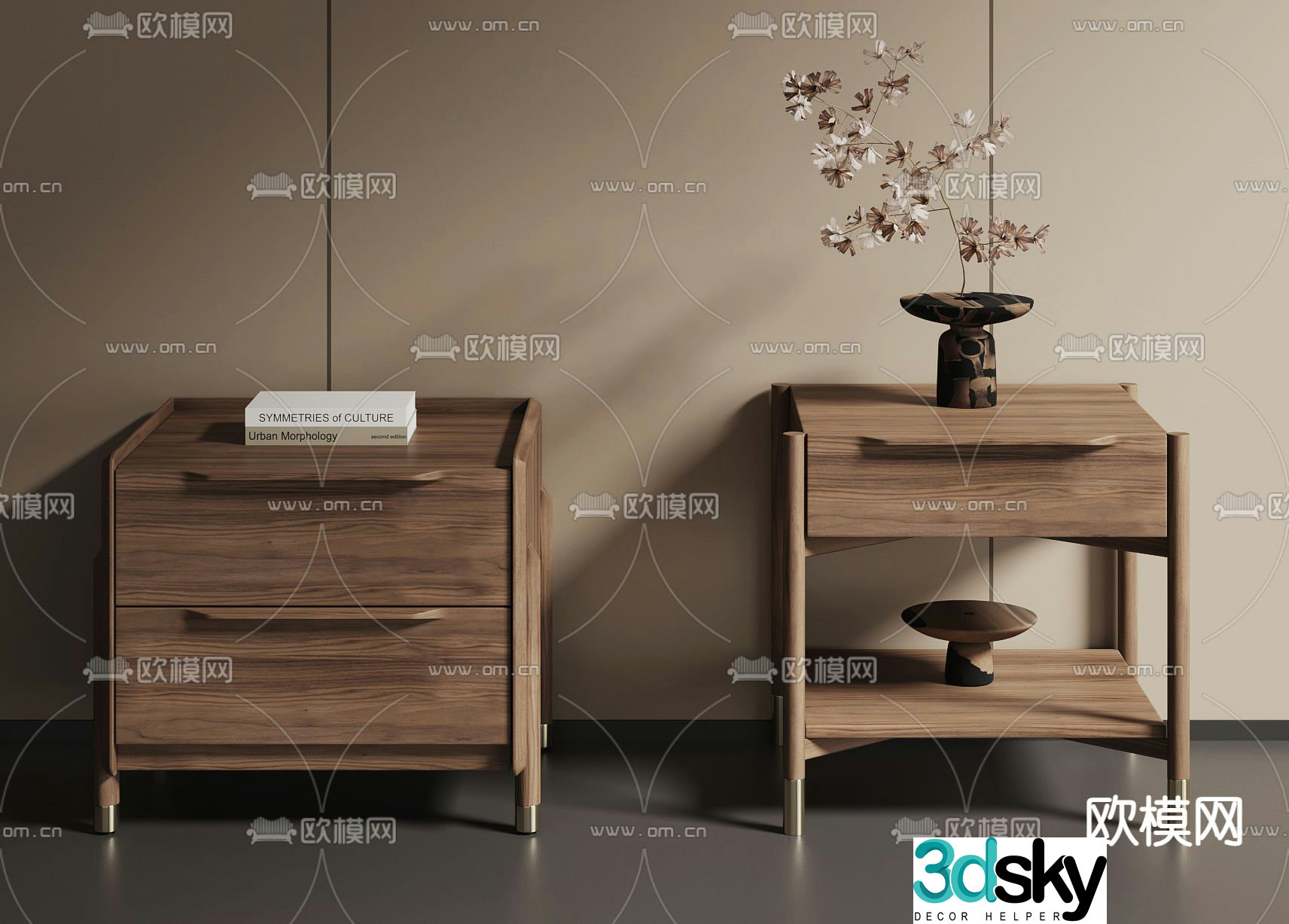Medieval style bedside table 3d model