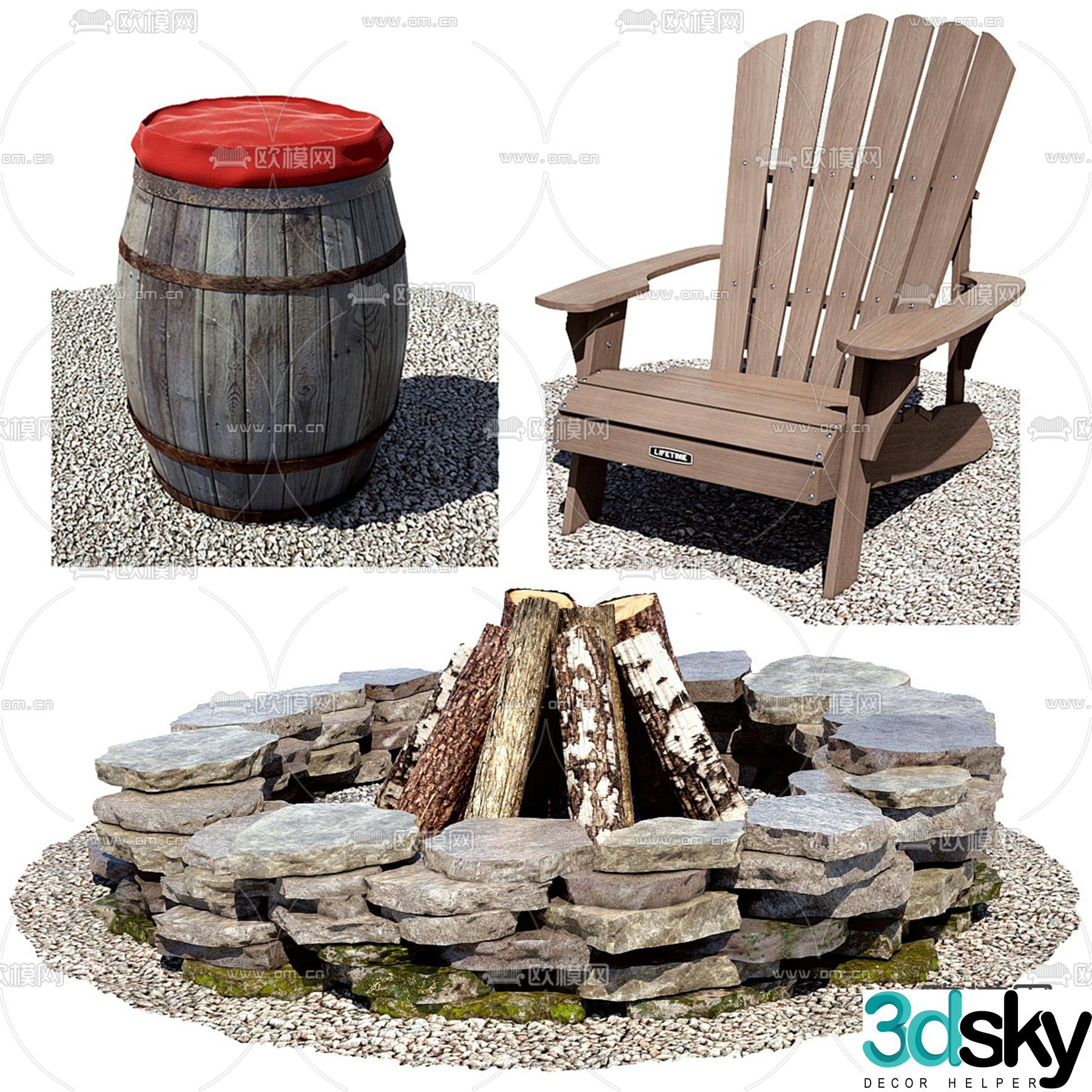 Bonfire area firewood dry firewood sketch 3d model