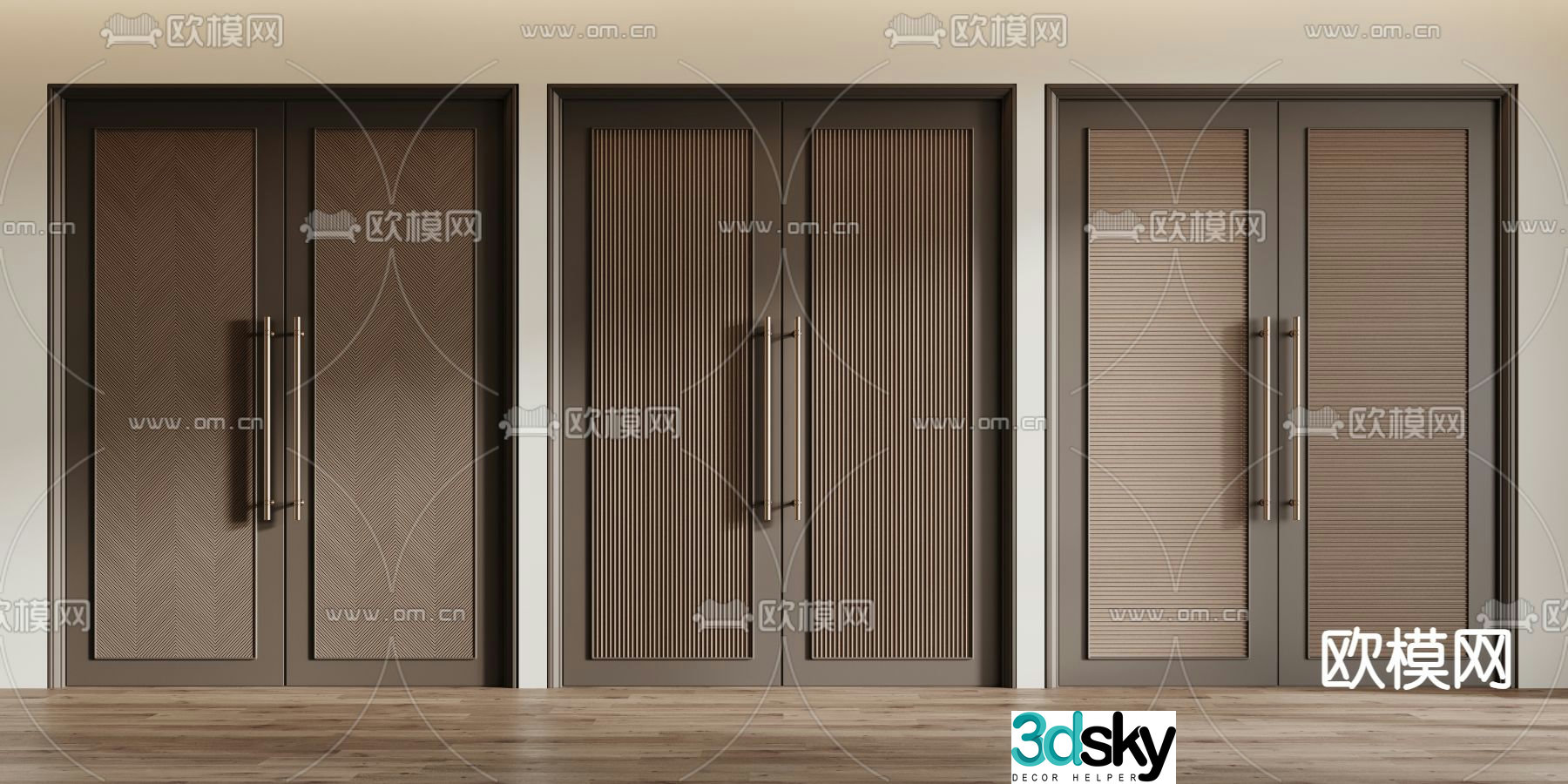 Modern double-opening door Swing door Handle door 3D model