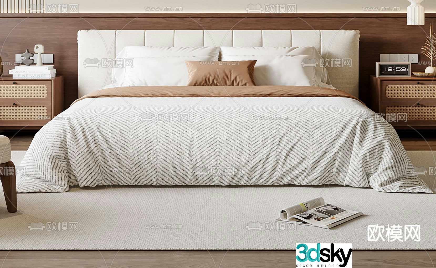 Medieval style double bed 3d model
