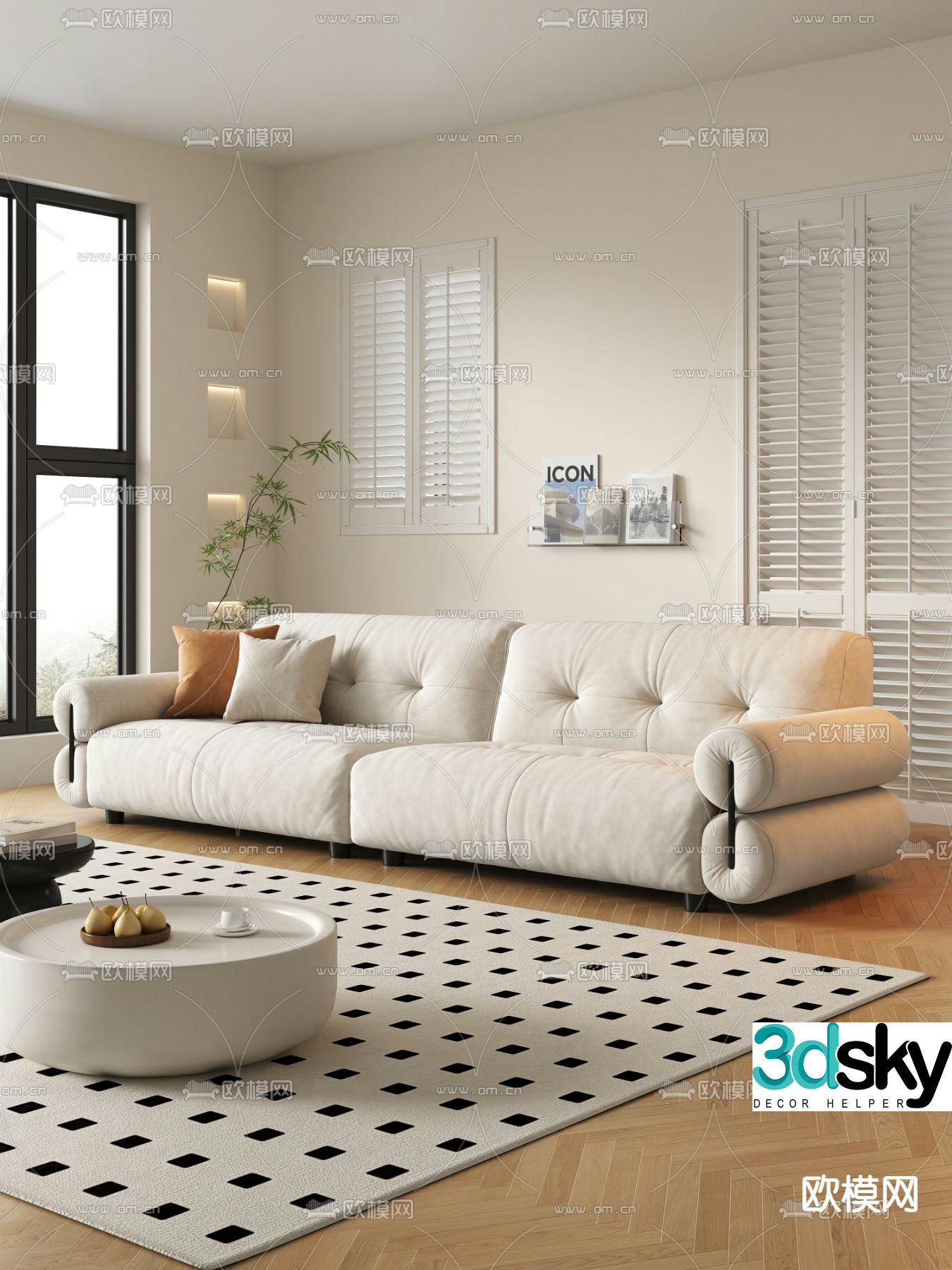 Double sofa upholstered sofa 3d model