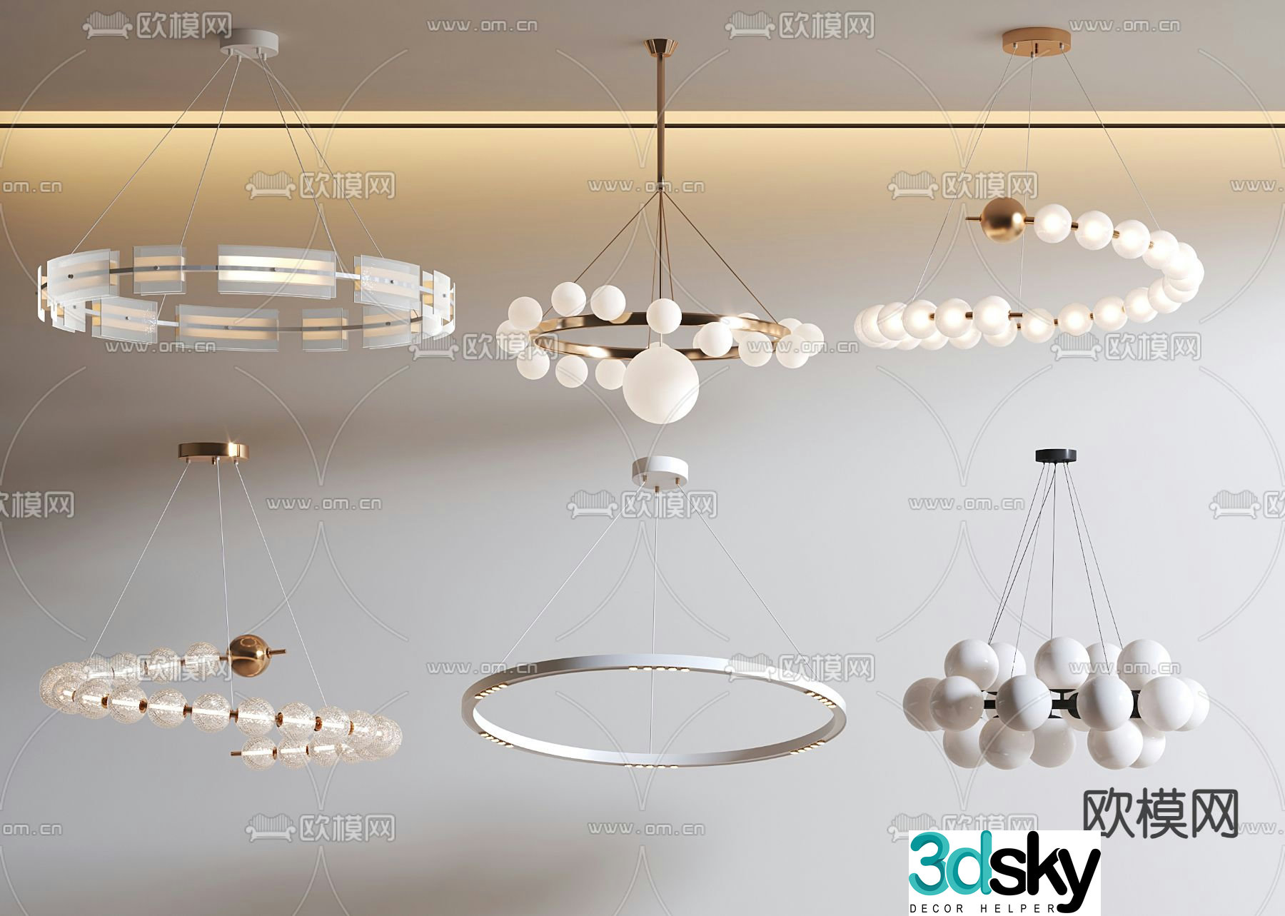 Ring chandelier hall chandelier 3d model