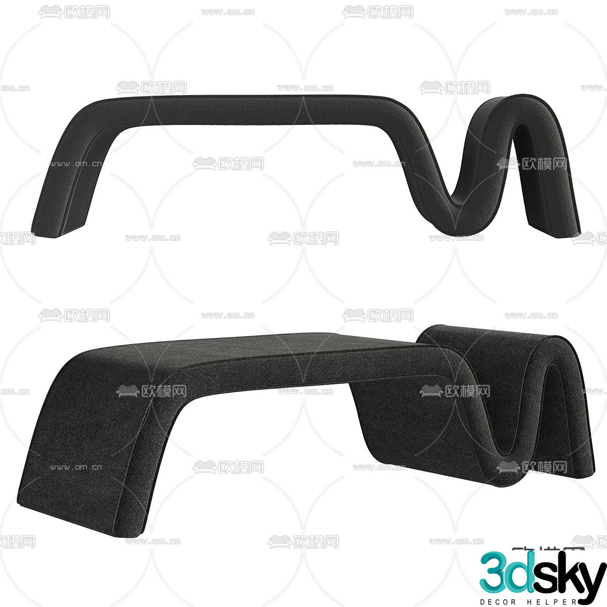 Curved stool bench 3d model