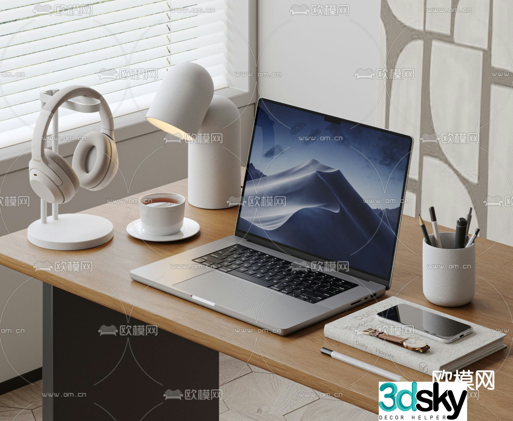Modern desktop ornaments office supplies 3d model