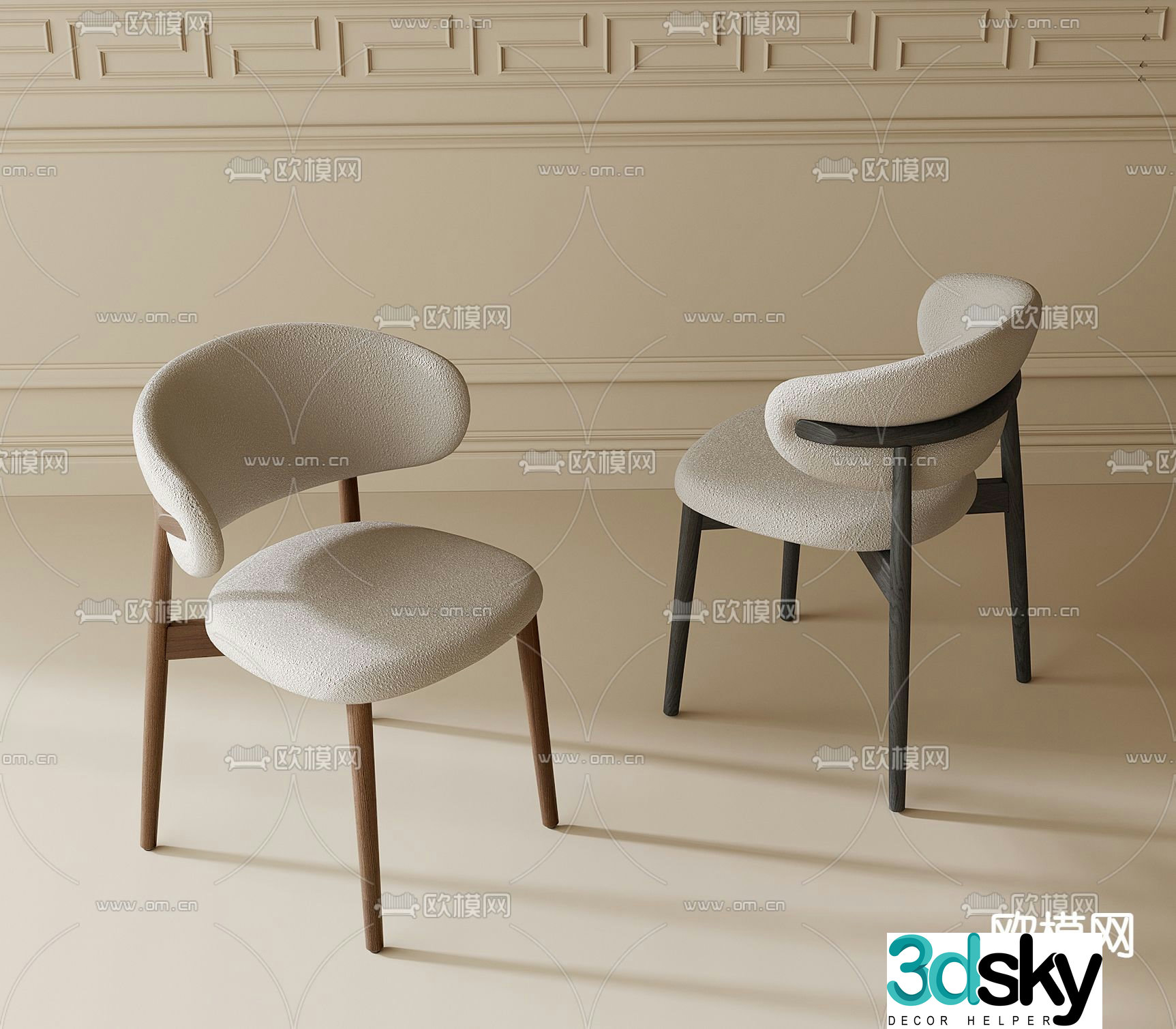Modern dining chair single chair 3d model