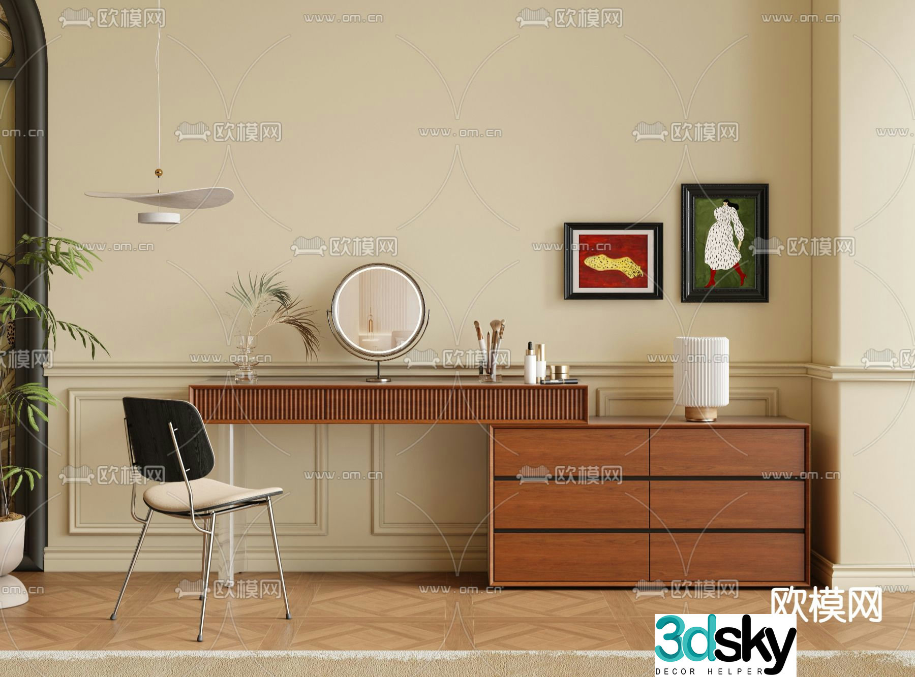 Medieval style dressing table dressing table 3d model