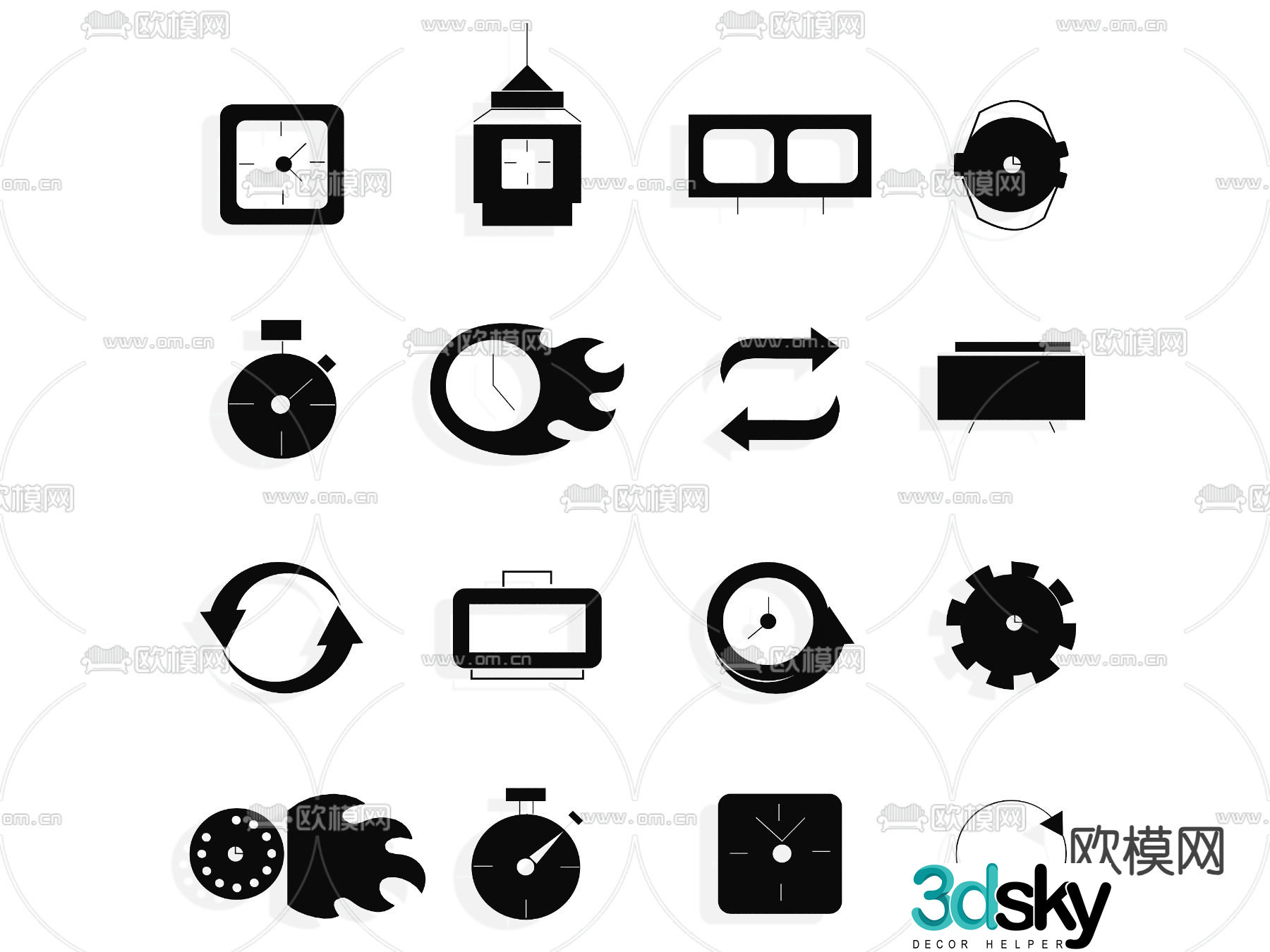 clock stopwatch timer icon 3d model