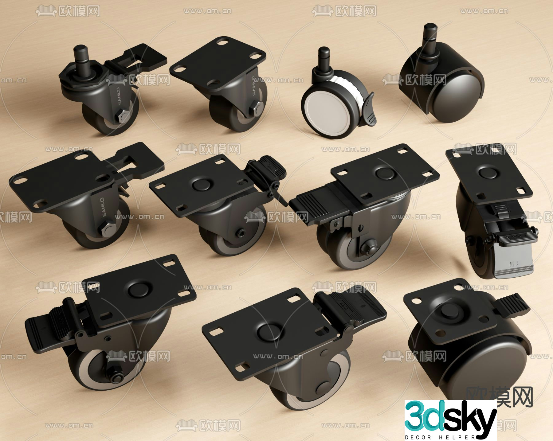 Wheel Universal Wheel Direction Wheel Chair Pulloff 3D Model
