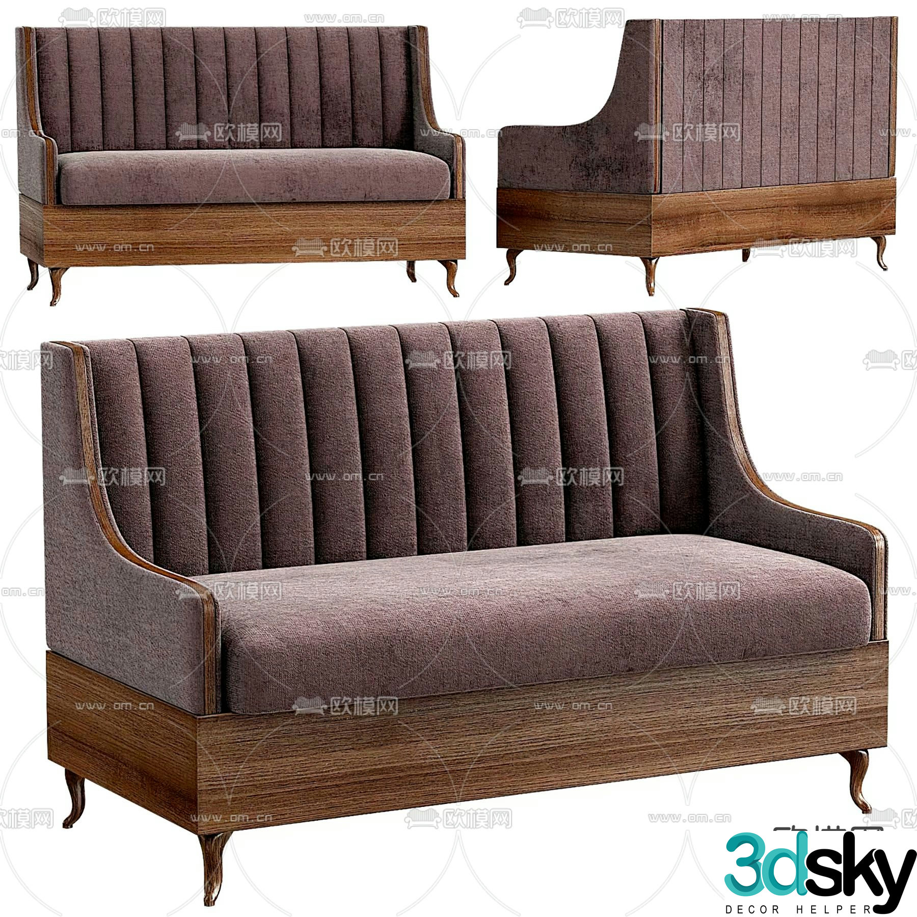 Jianou deck sofa multi-person sofa 3D model