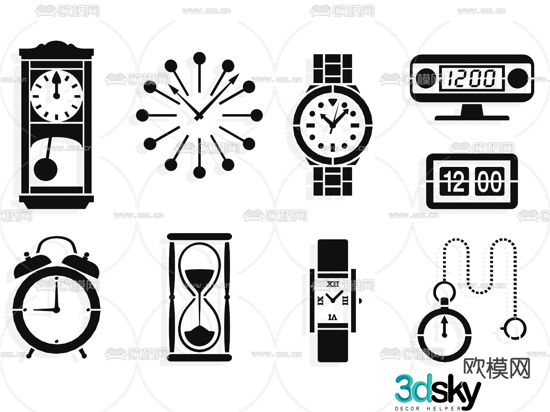 clock stopwatch timer icon 3d model