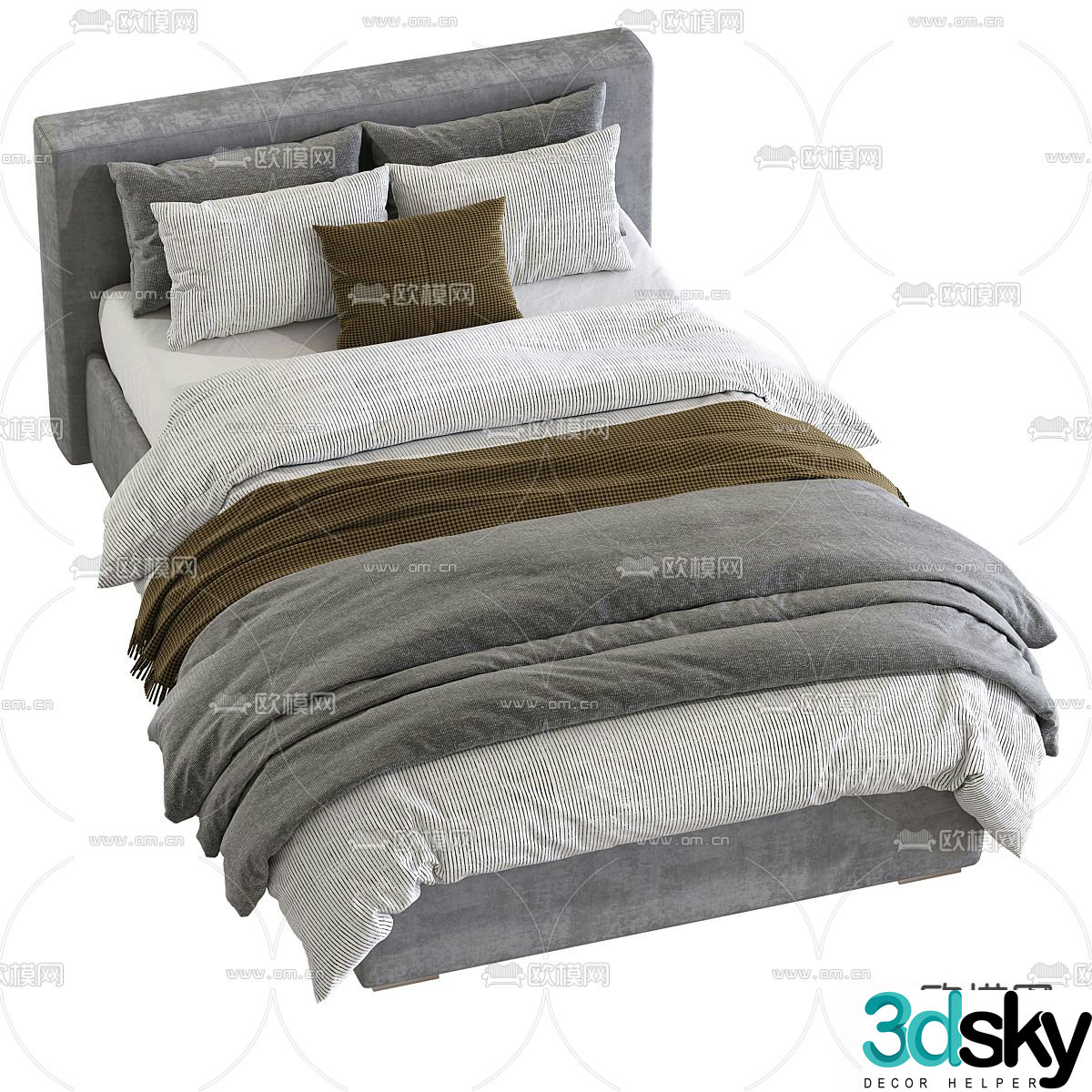 Modern double bed 3d model