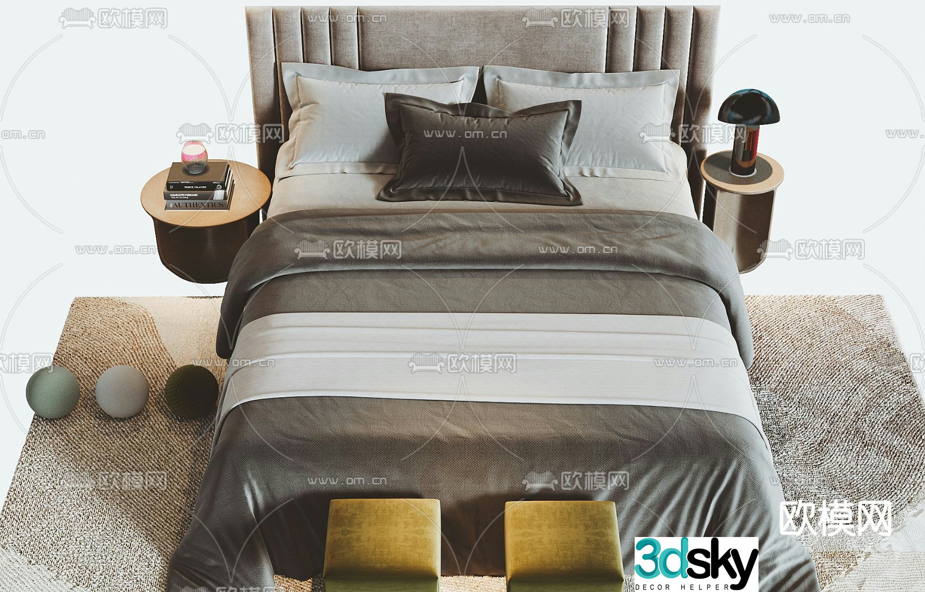 Modern double bed 3d model