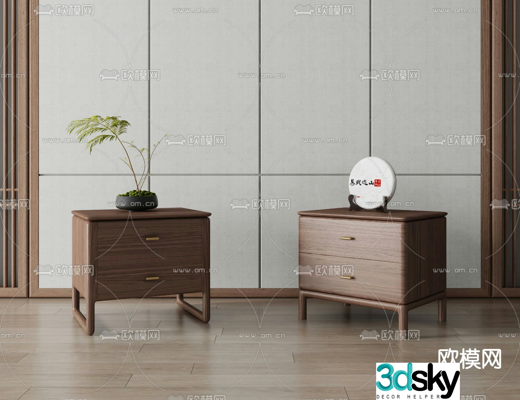 New Chinese style bedside table 3d model
