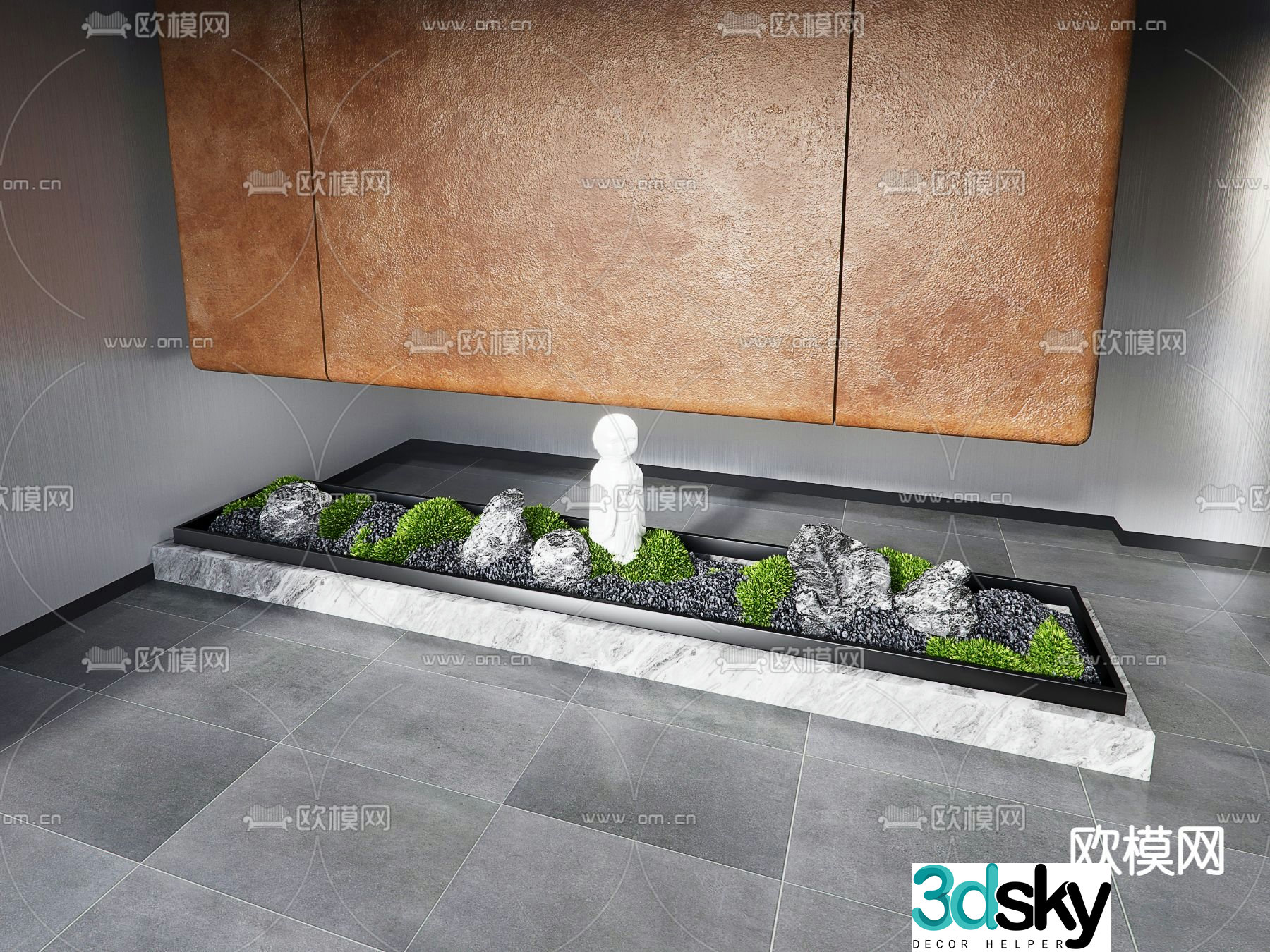 Indoor landscaping gravel moss 3d model