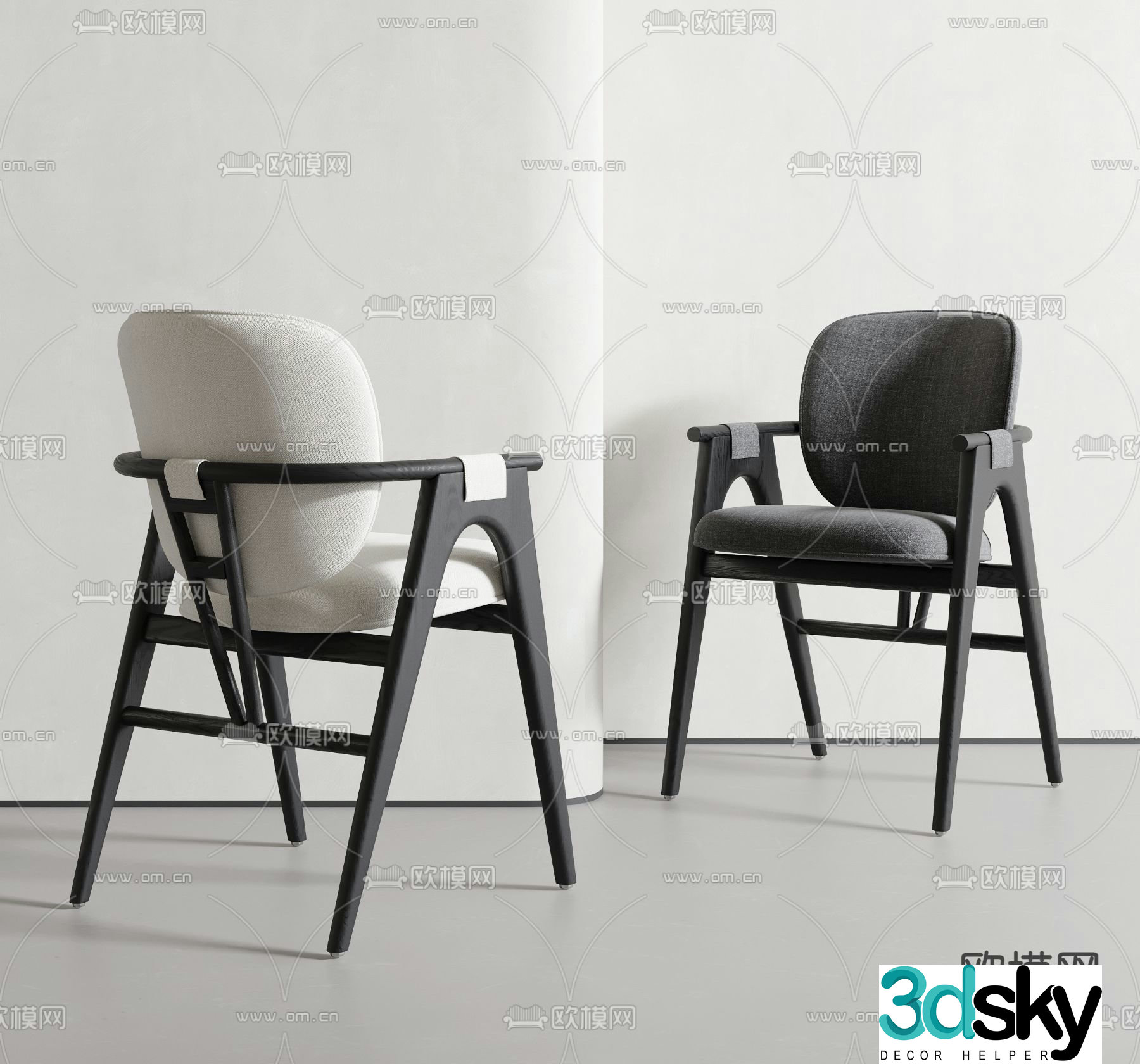Modern dining chair single chair 3d model