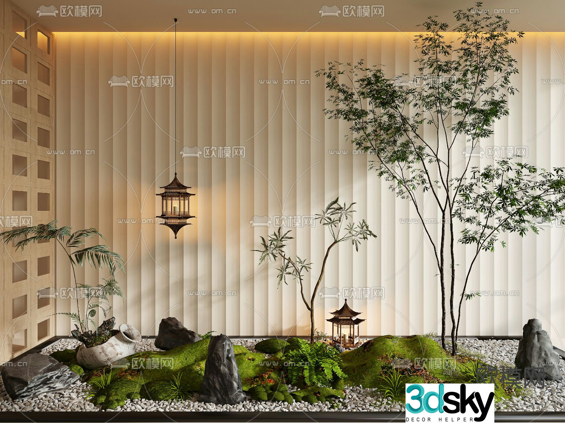 Modern interior landscaping 3d model