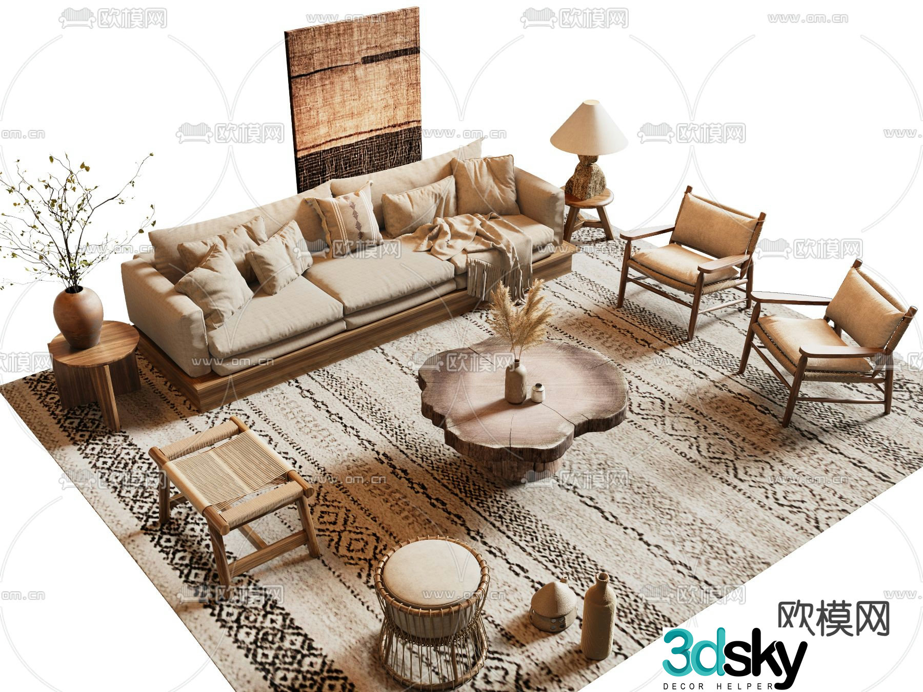 Medieval style modular sofa 3D model