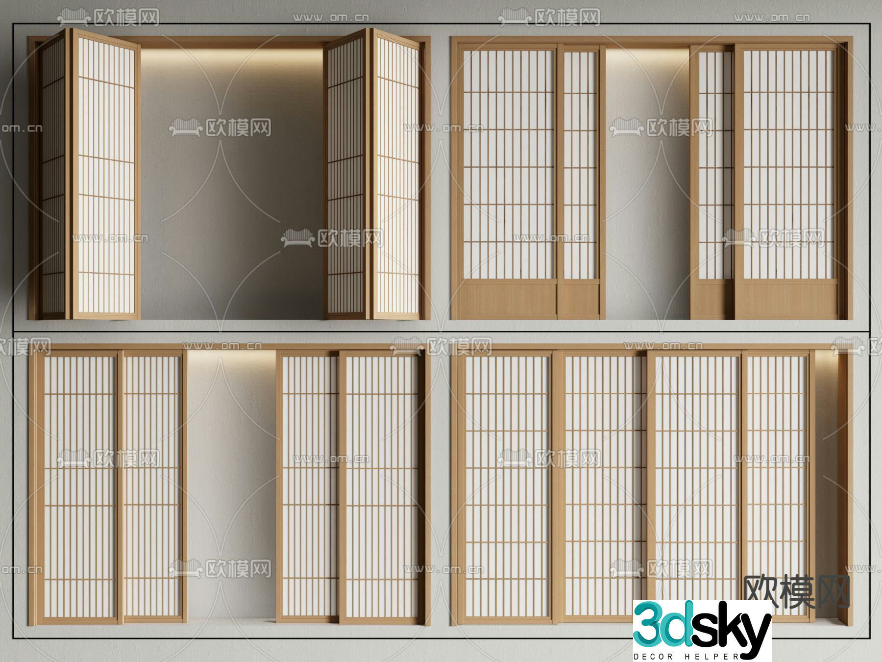 Japanese sliding door sliding door 3D model