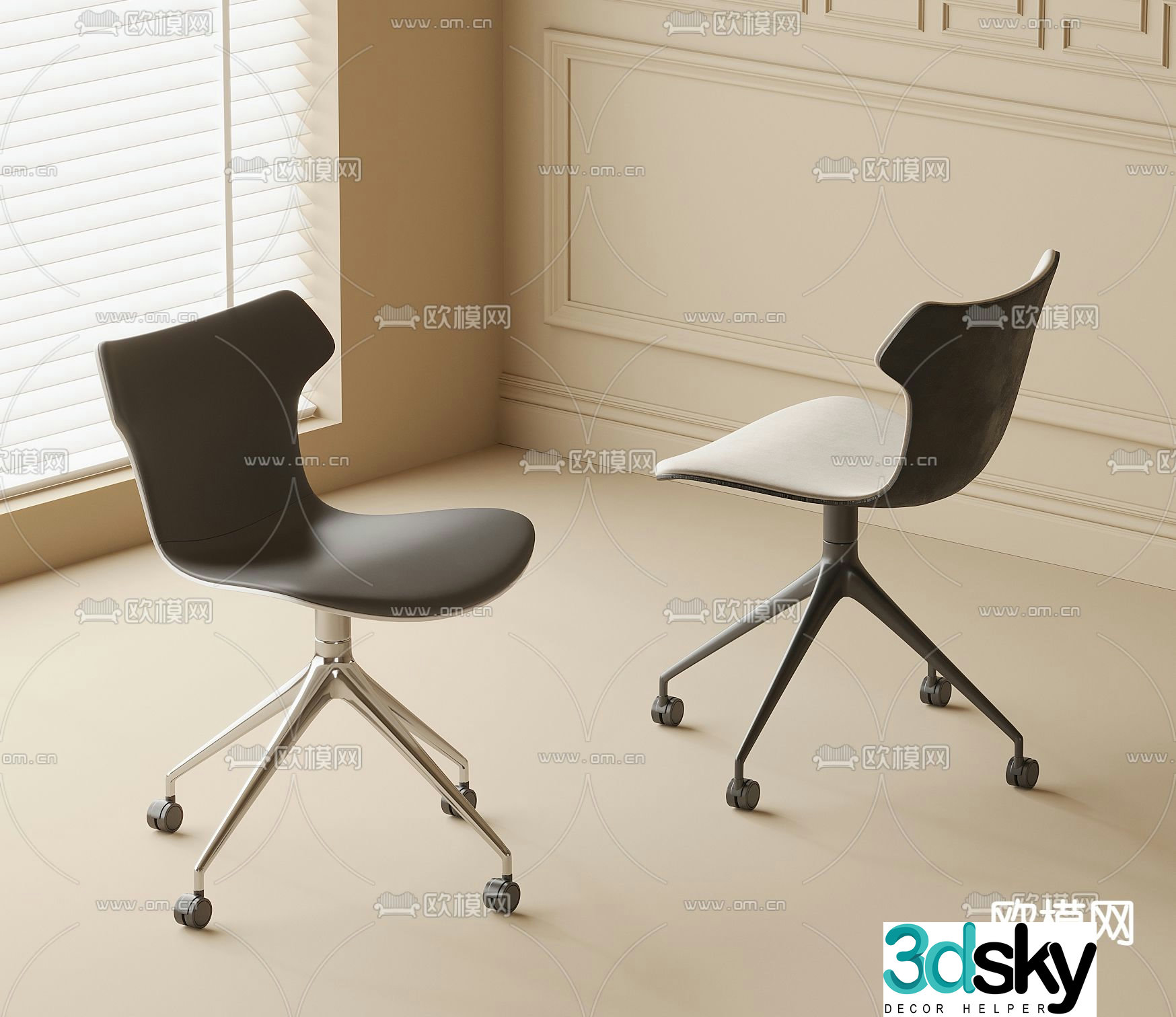 Swivel single chair dining chair 3d model