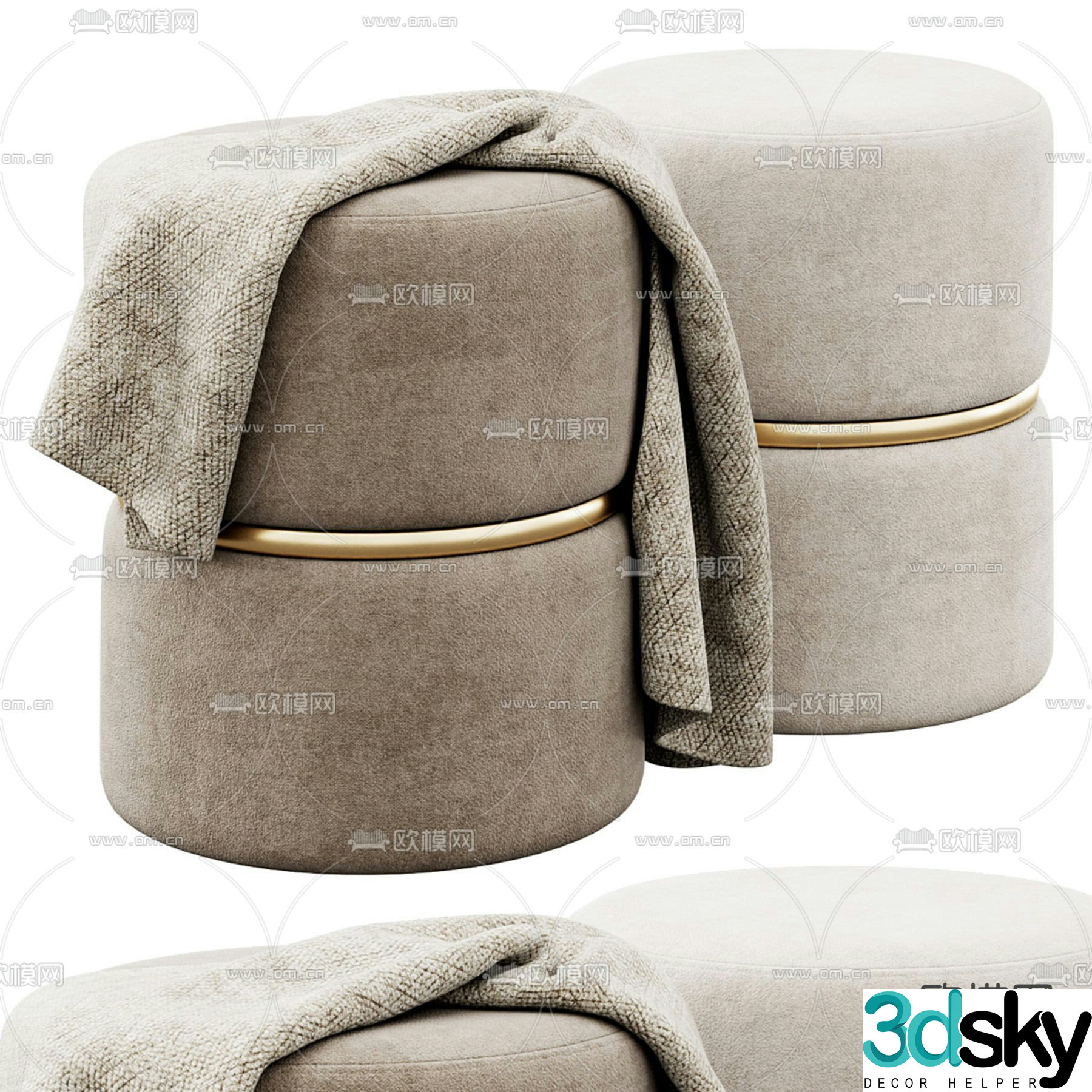Modern seat stool sofa stool 3d model