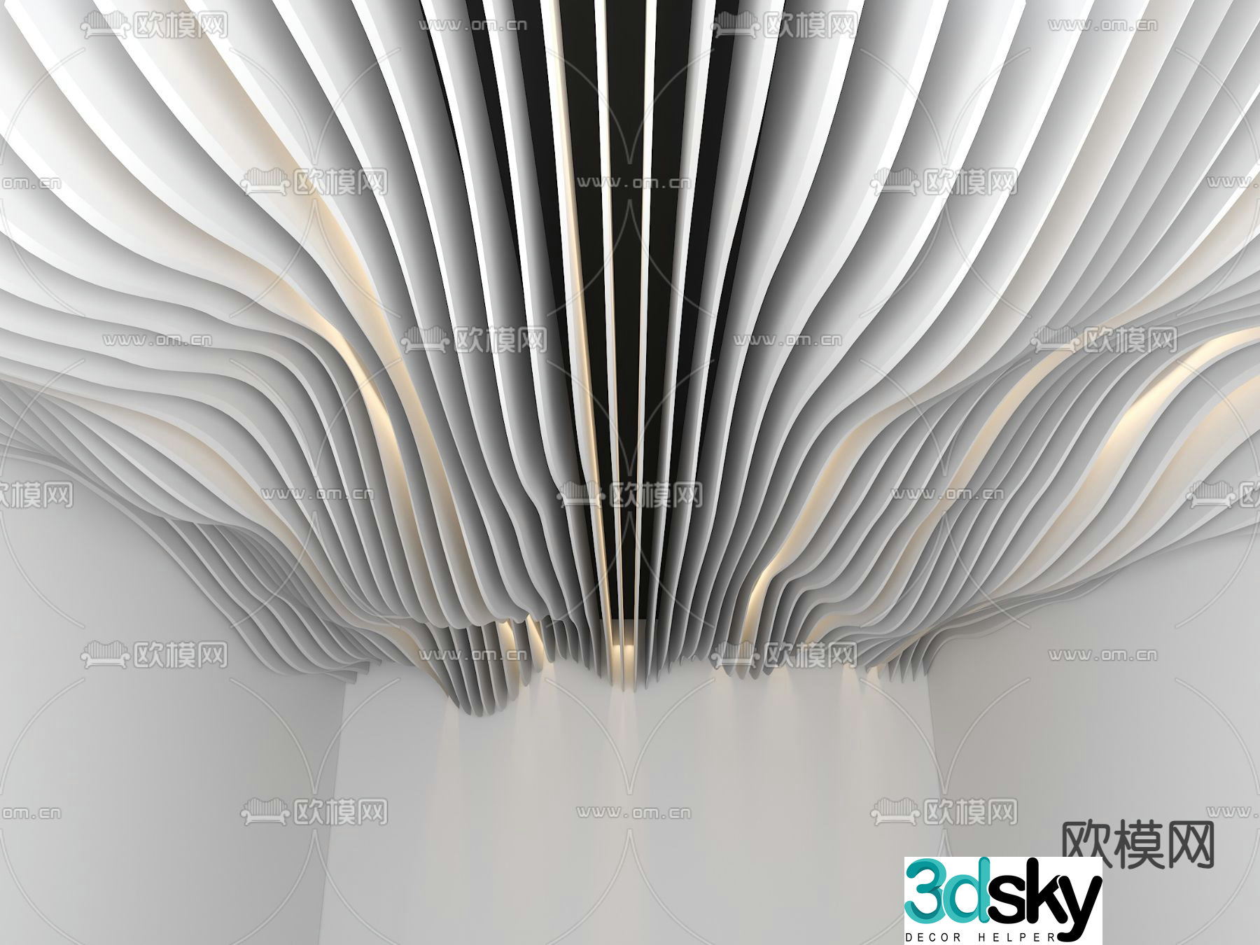 Wave grille ceiling 3d model