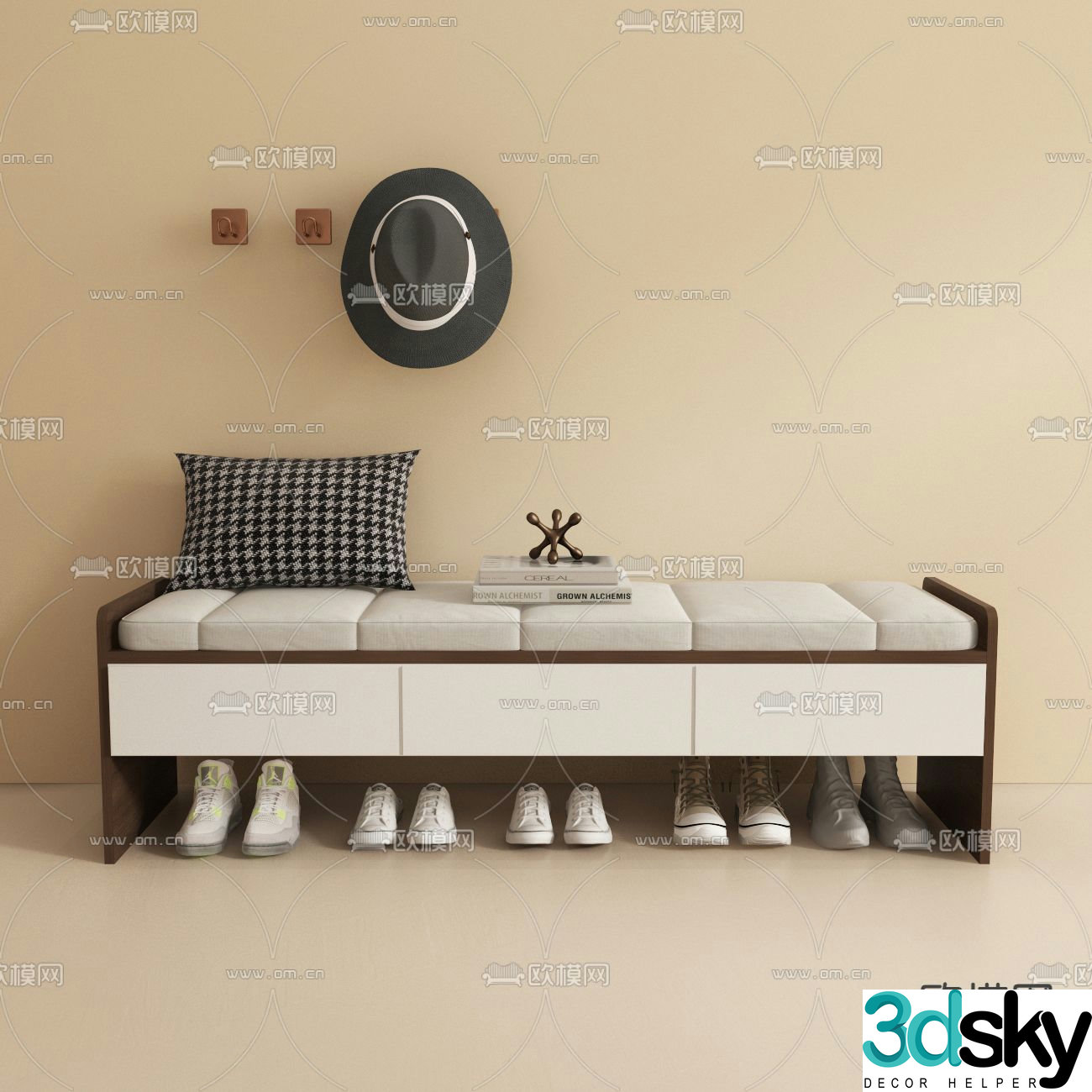 Modern shoe changing stool 3d model