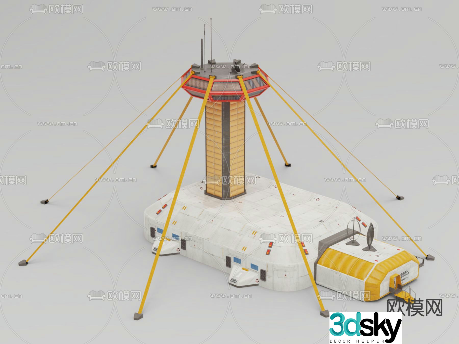 Industrial equipment lunar base building 3d model