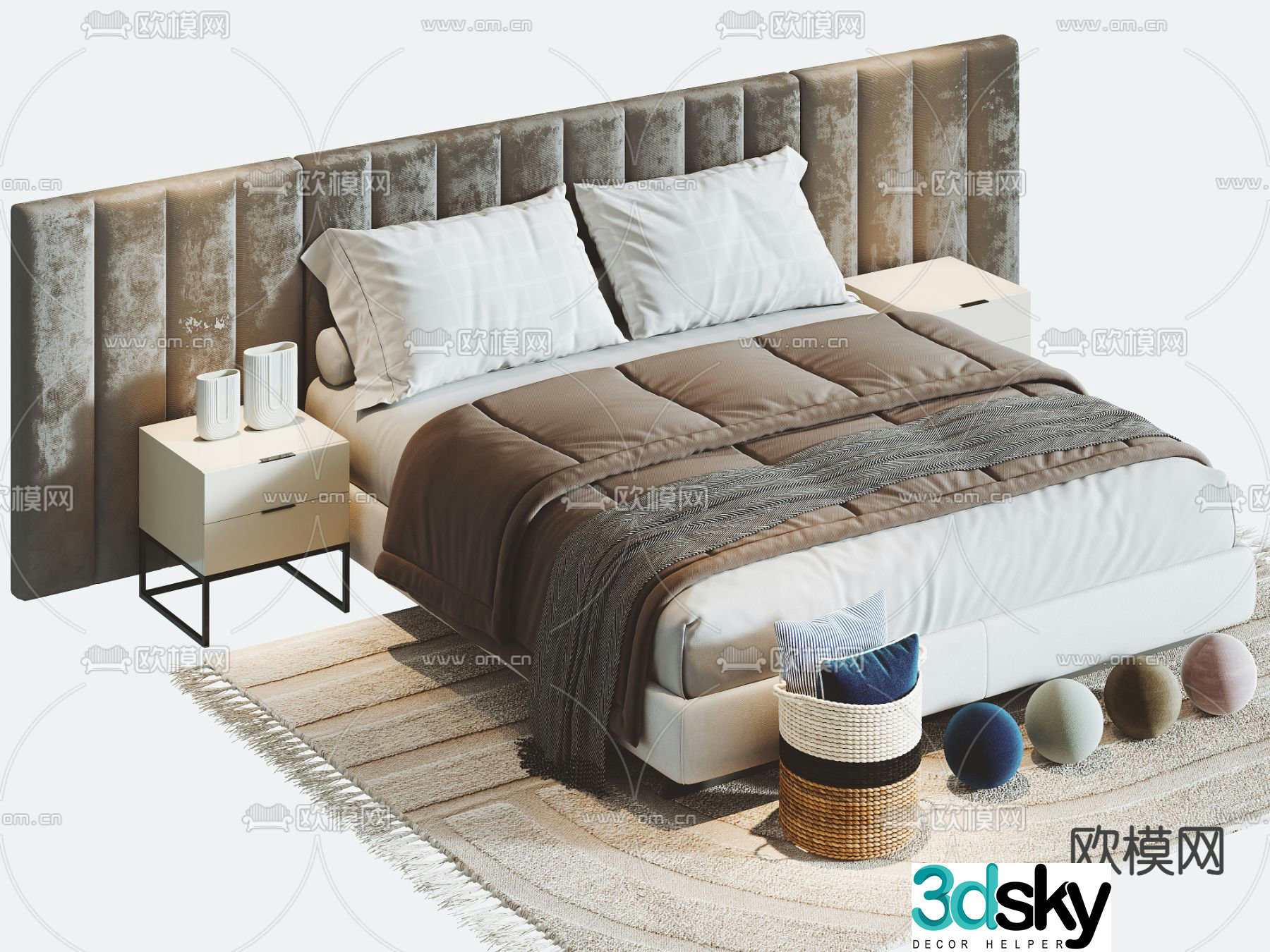 Modern double bed 3d model