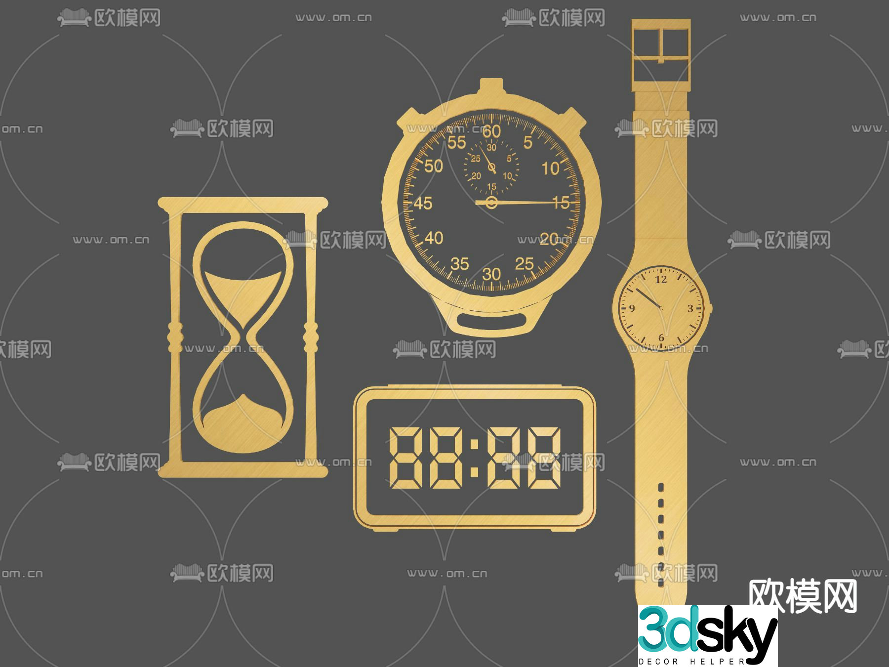 clock stopwatch timer icon 3d model