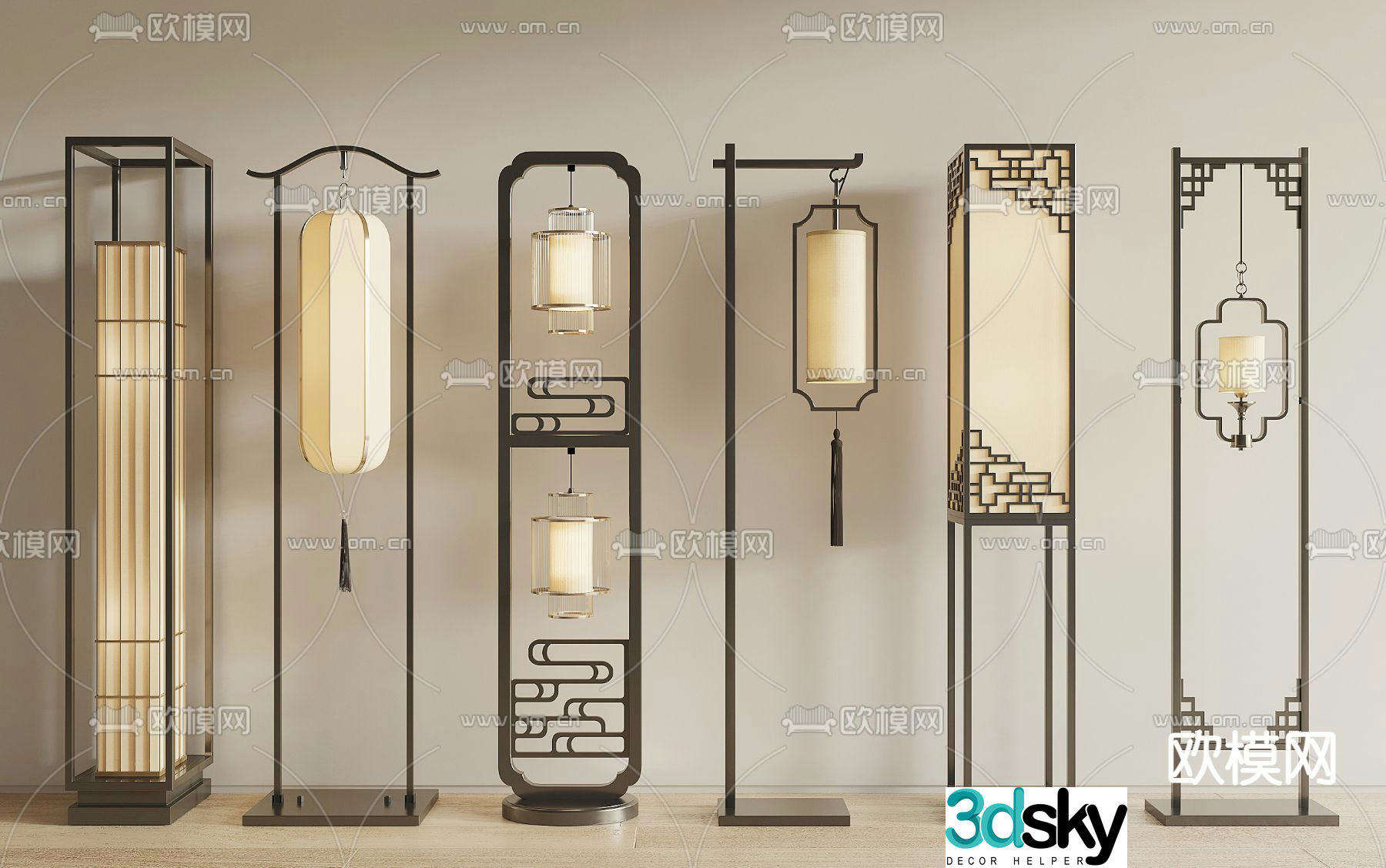 New Chinese style floor lamp 3d model