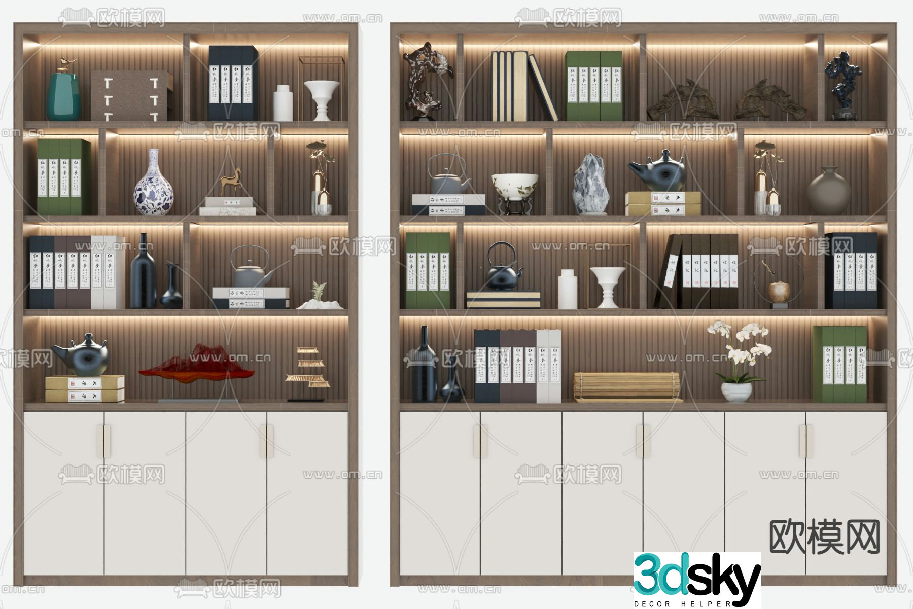 New Chinese style bookcase shelf 3D model