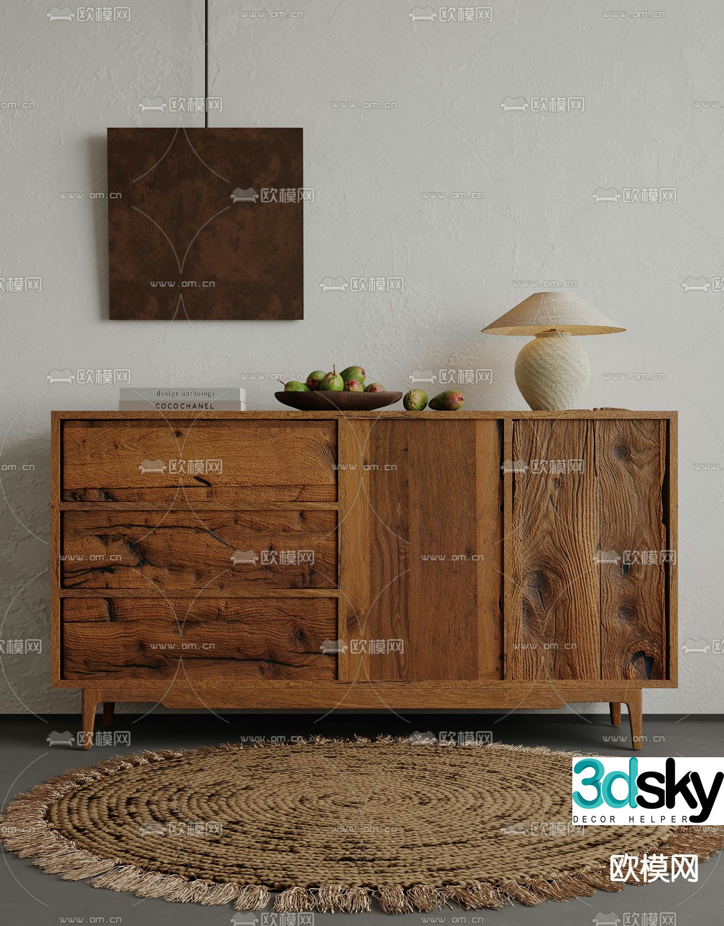 Wabi-sabi entrance cabinet 3d model