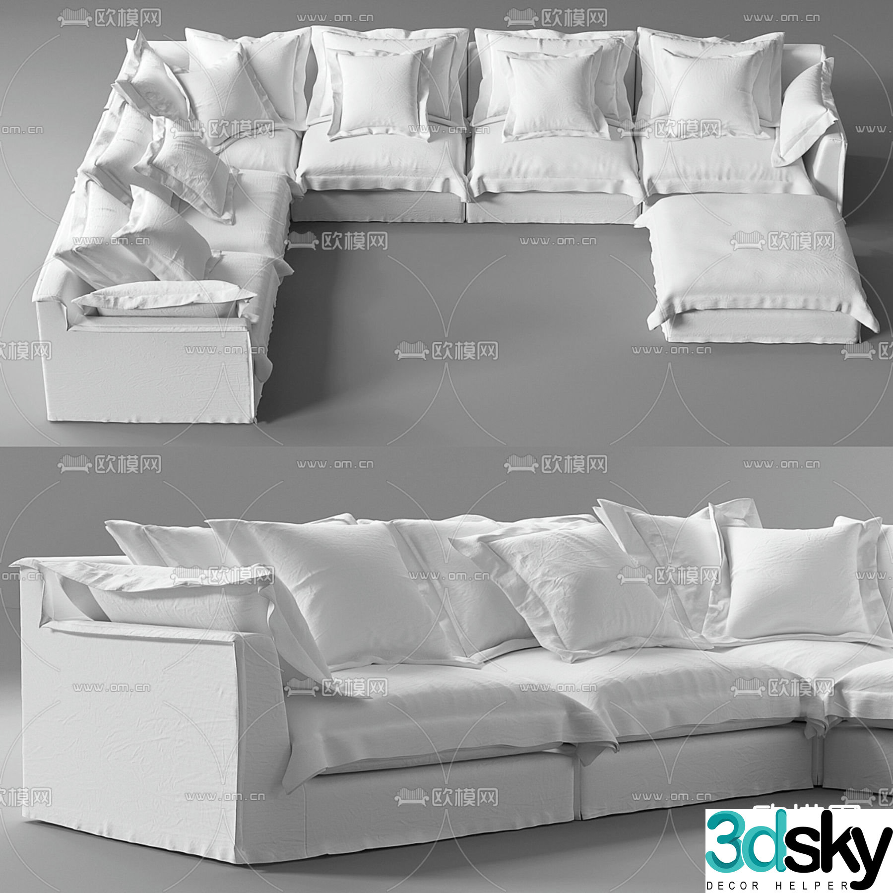 Modern sofa corner sofa multi-person sofa 3d model