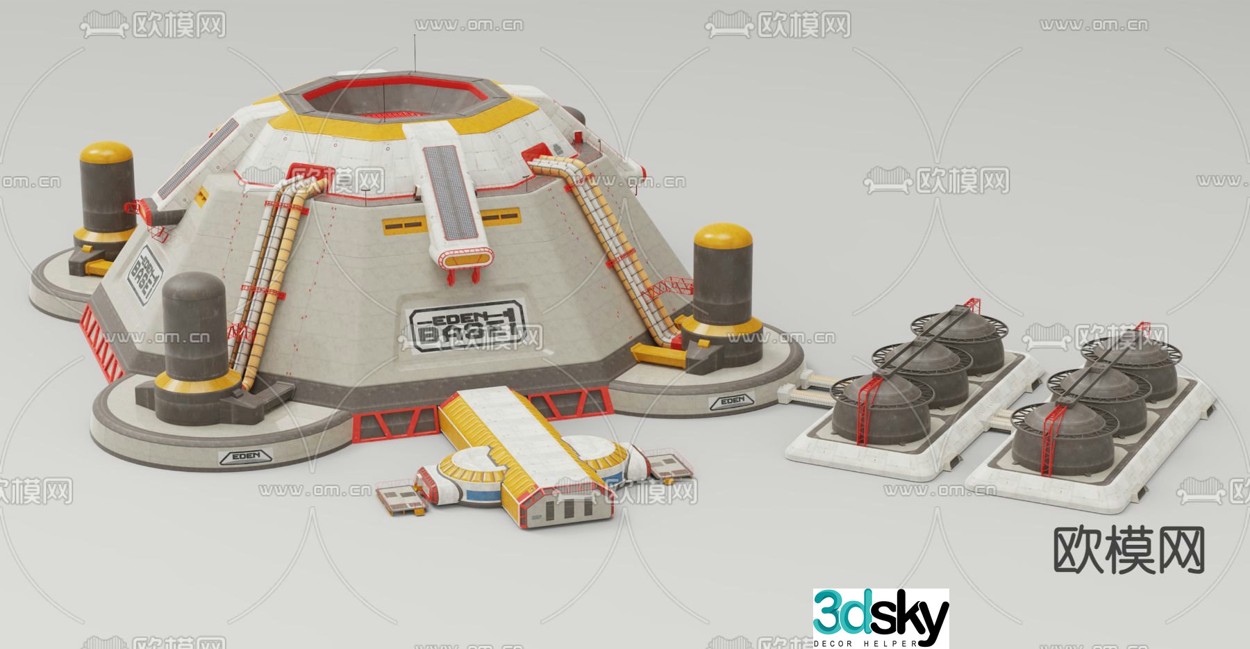 Moon base resource headquarters 3d model