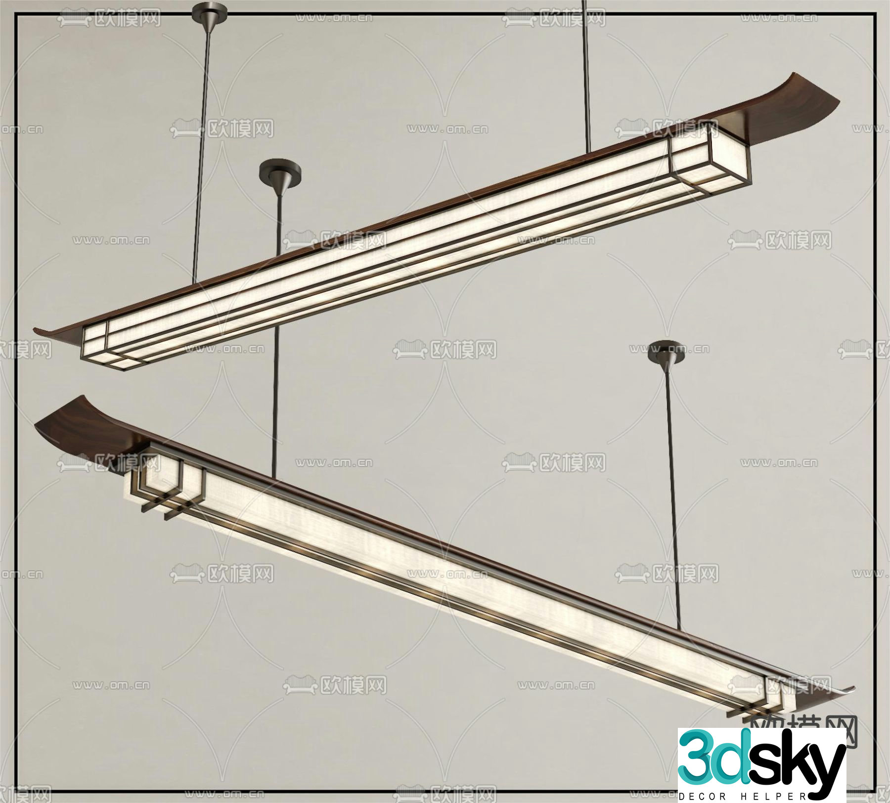New Chinese style chandelier long chandelier 3d model