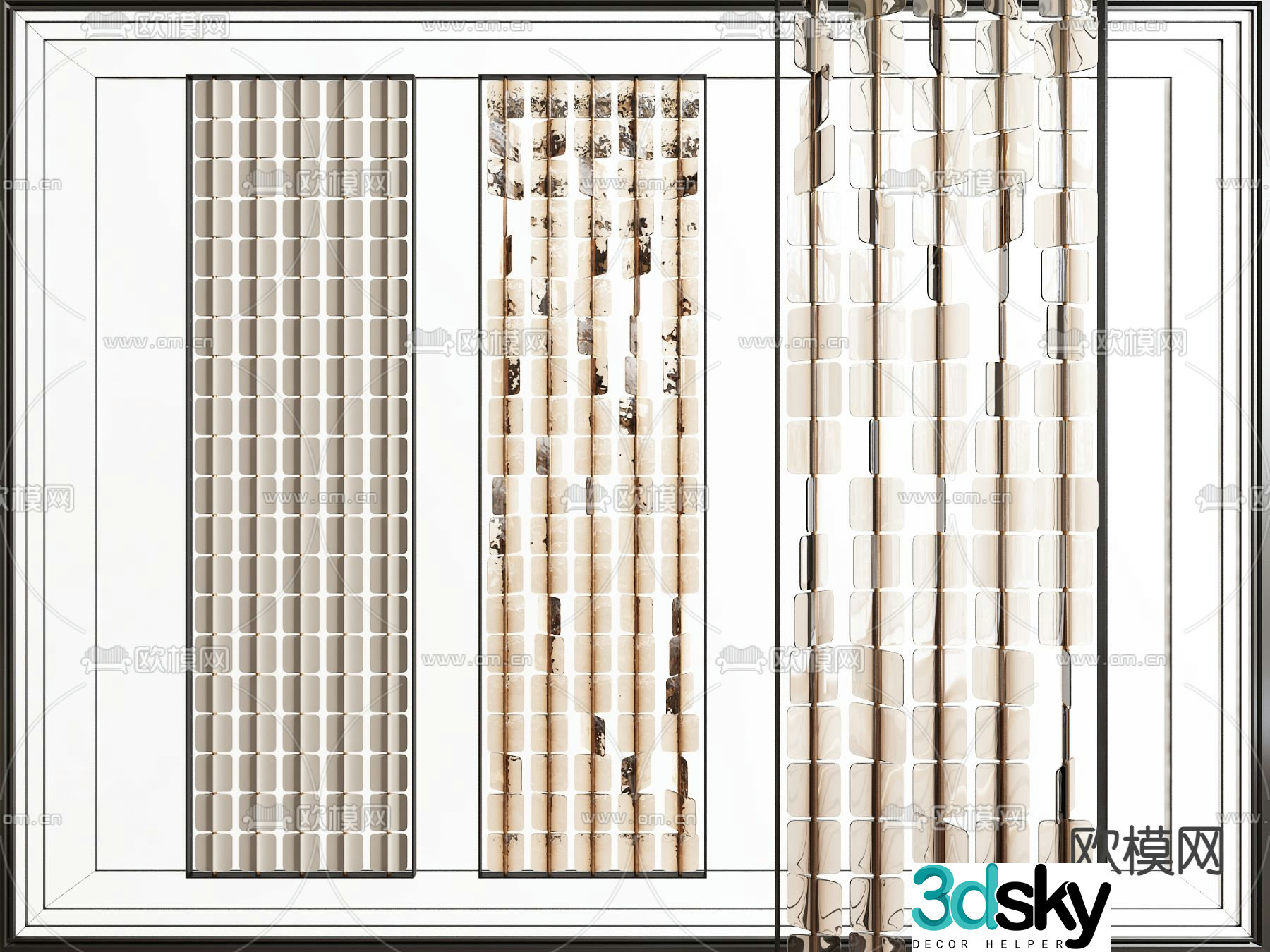 3D model of glass brick partition