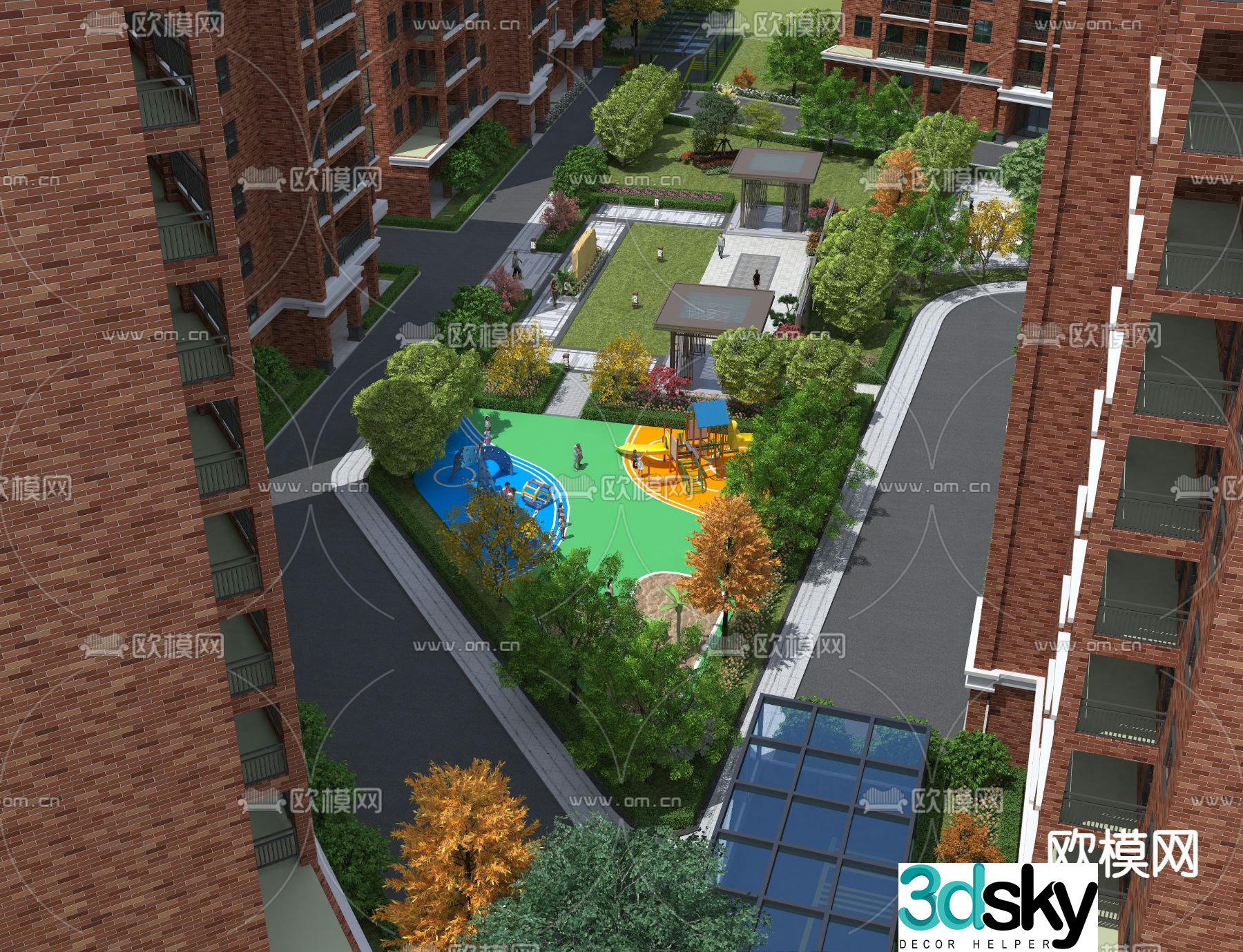 Community landscape children’s activity area 3D model