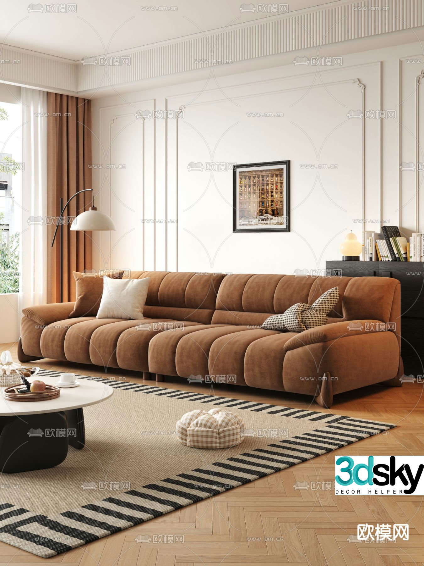 Medieval style sofa multi-person sofa 3d model