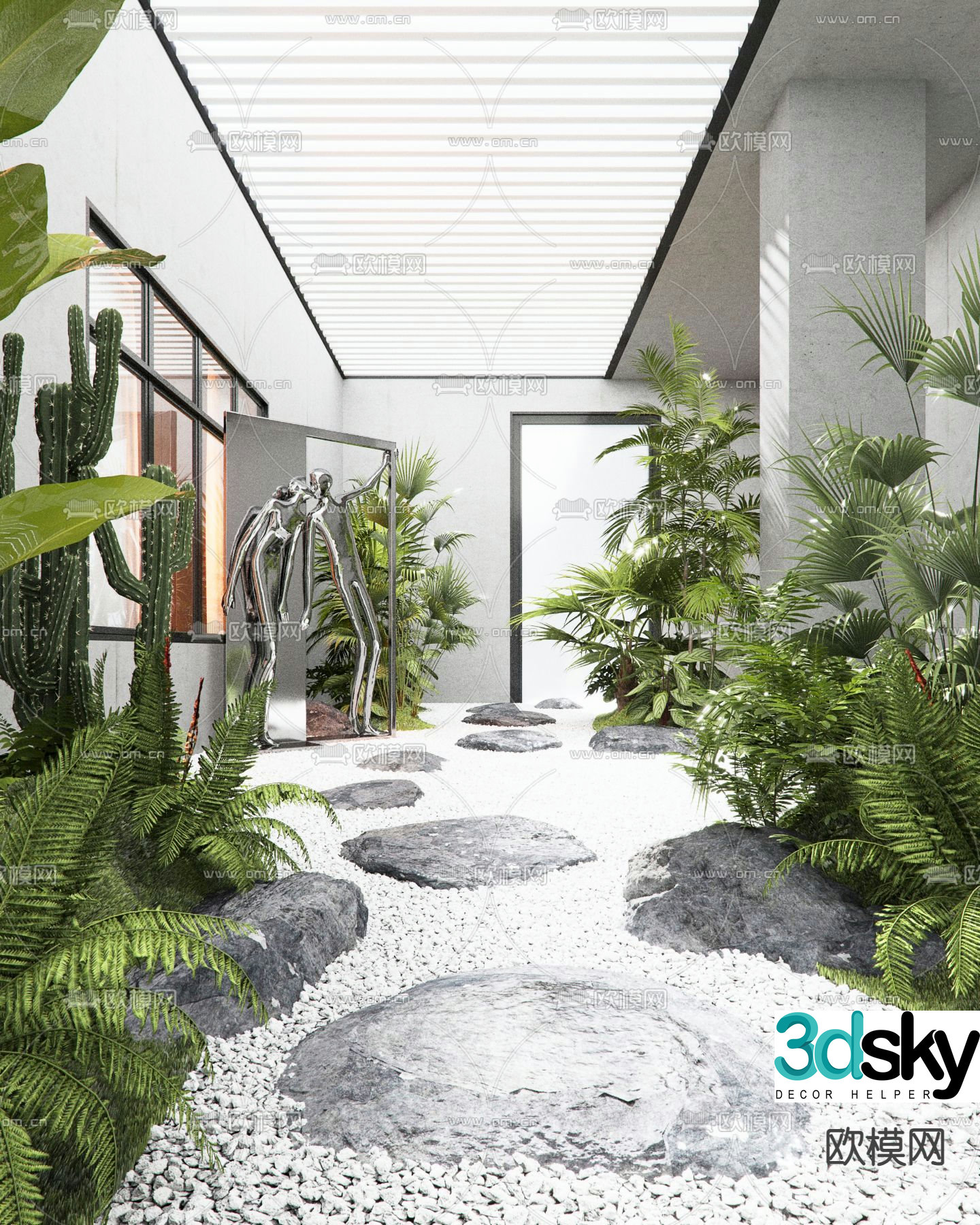 Indoor landscape landscaping aisle landscaping 3D model